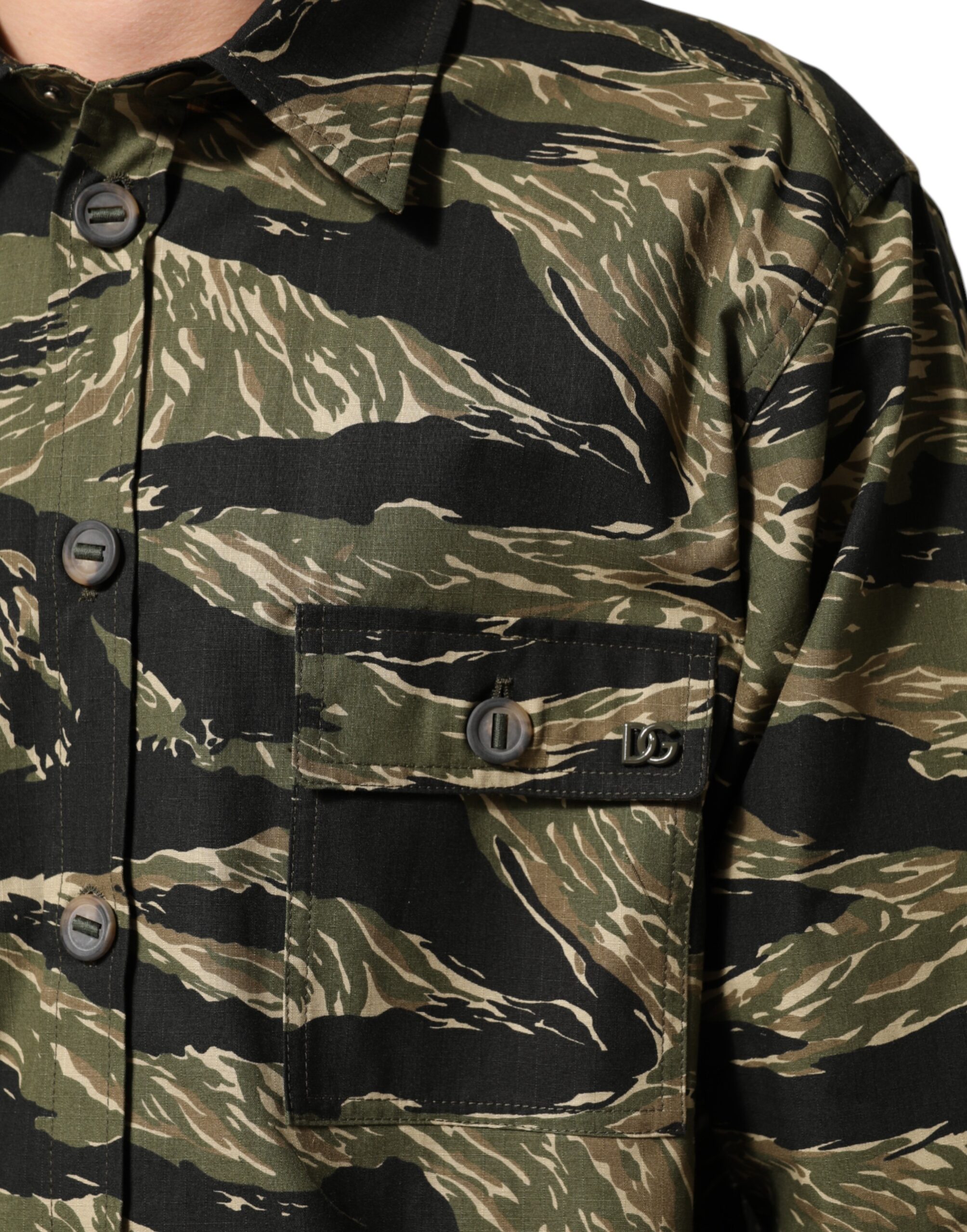 Dolce & Gabbana Multicolor Camouflage Cotton Casual Shirt - Image 6