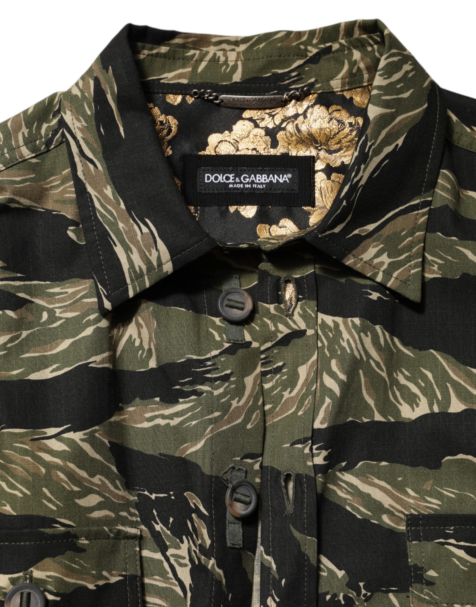 Dolce & Gabbana Multicolor Camouflage Cotton Casual Shirt - Image 7