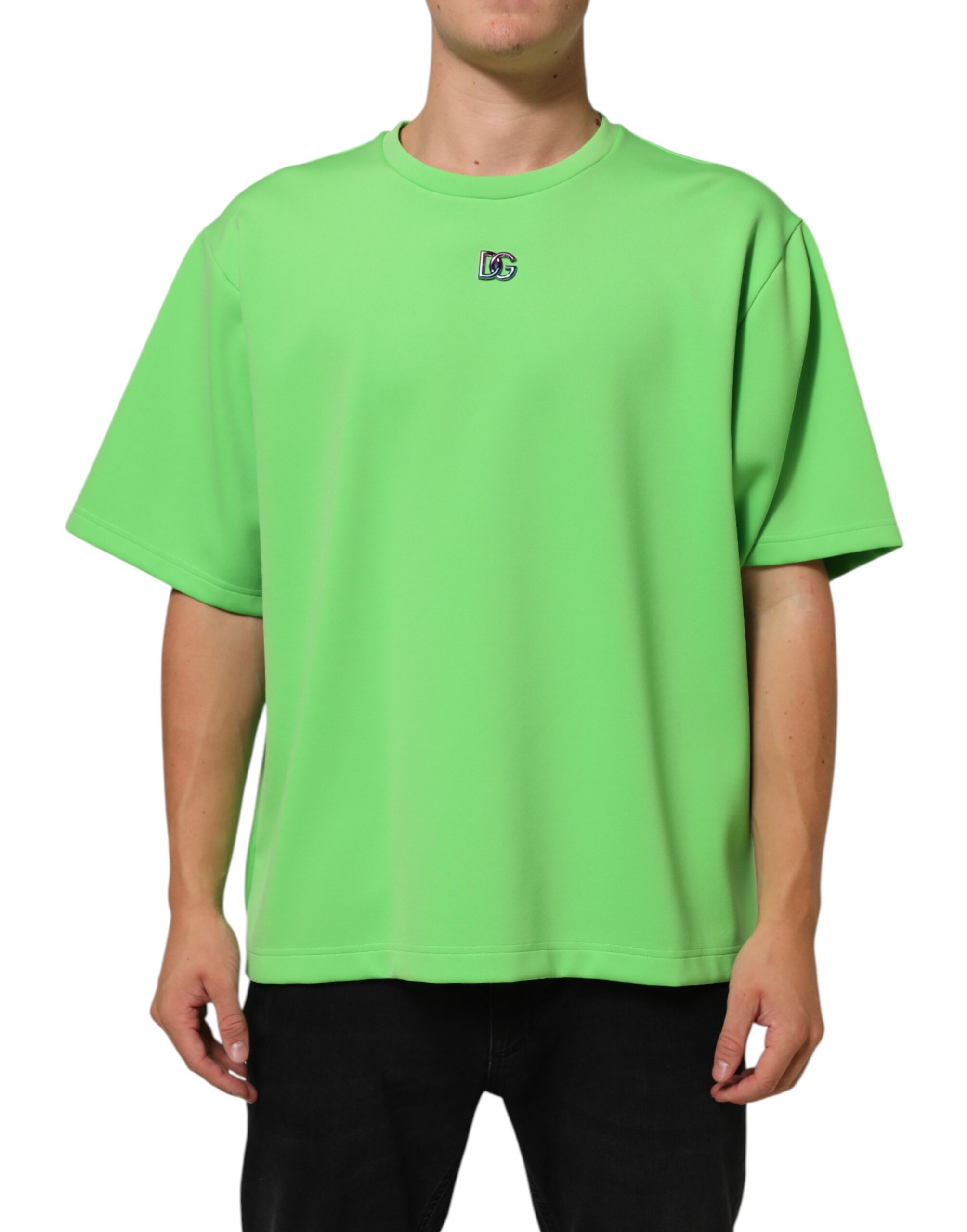 Dolce & Gabbana Green Logo Crew Neck Short Sleeves T-shirt - Image 2