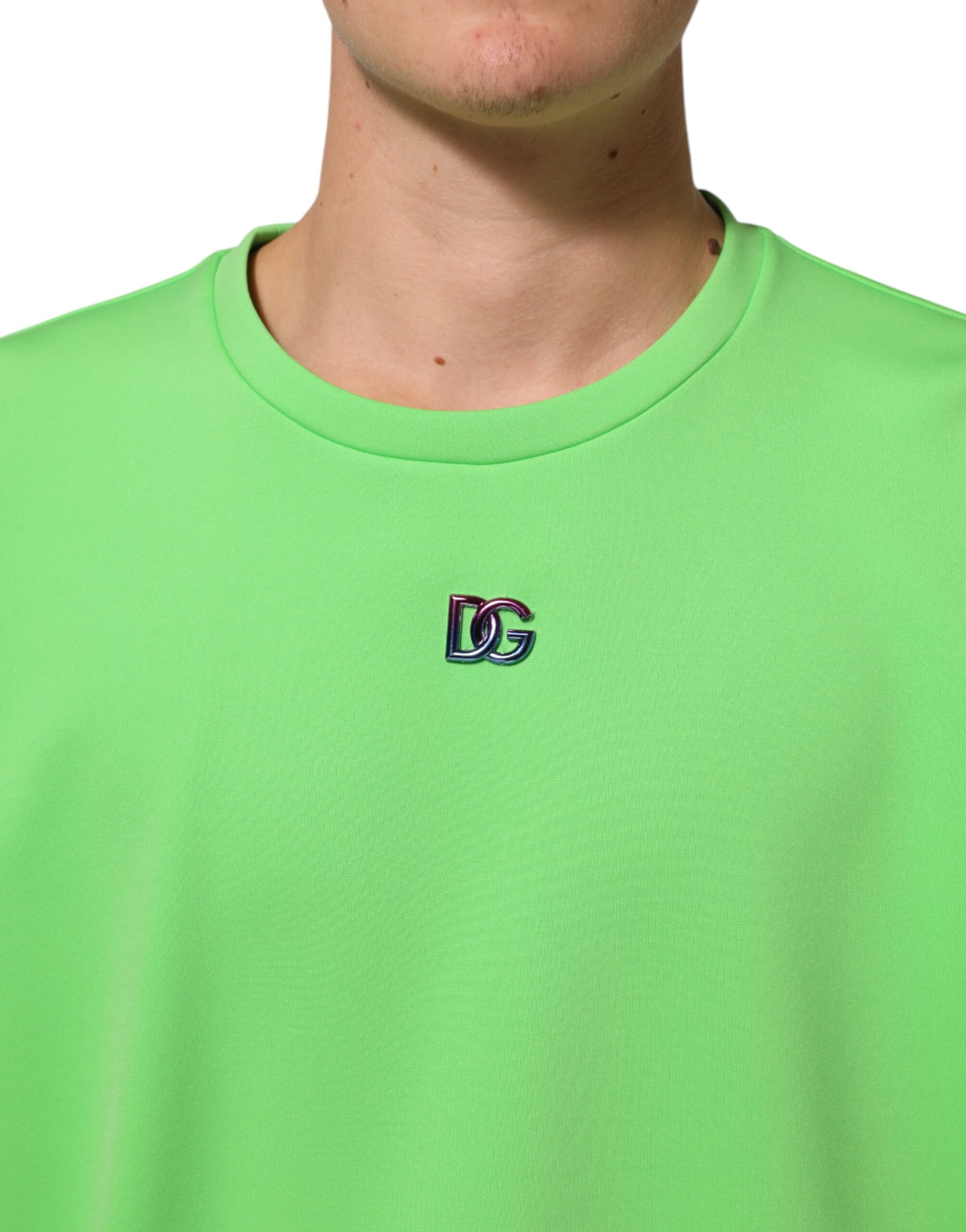 Dolce & Gabbana Green Logo Crew Neck Short Sleeves T-shirt - Image 5