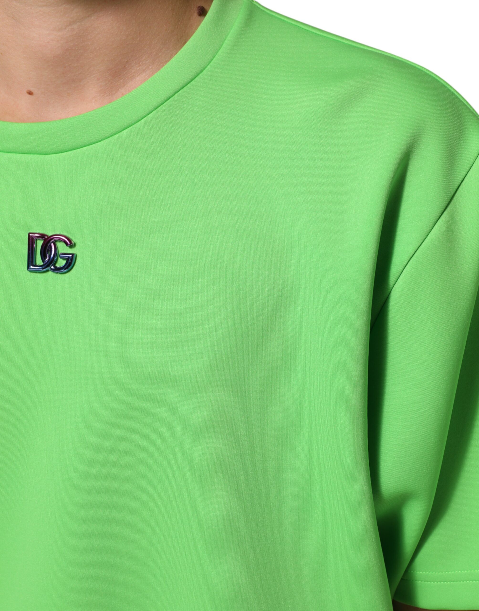 Dolce & Gabbana Green Logo Crew Neck Short Sleeves T-shirt - Image 6