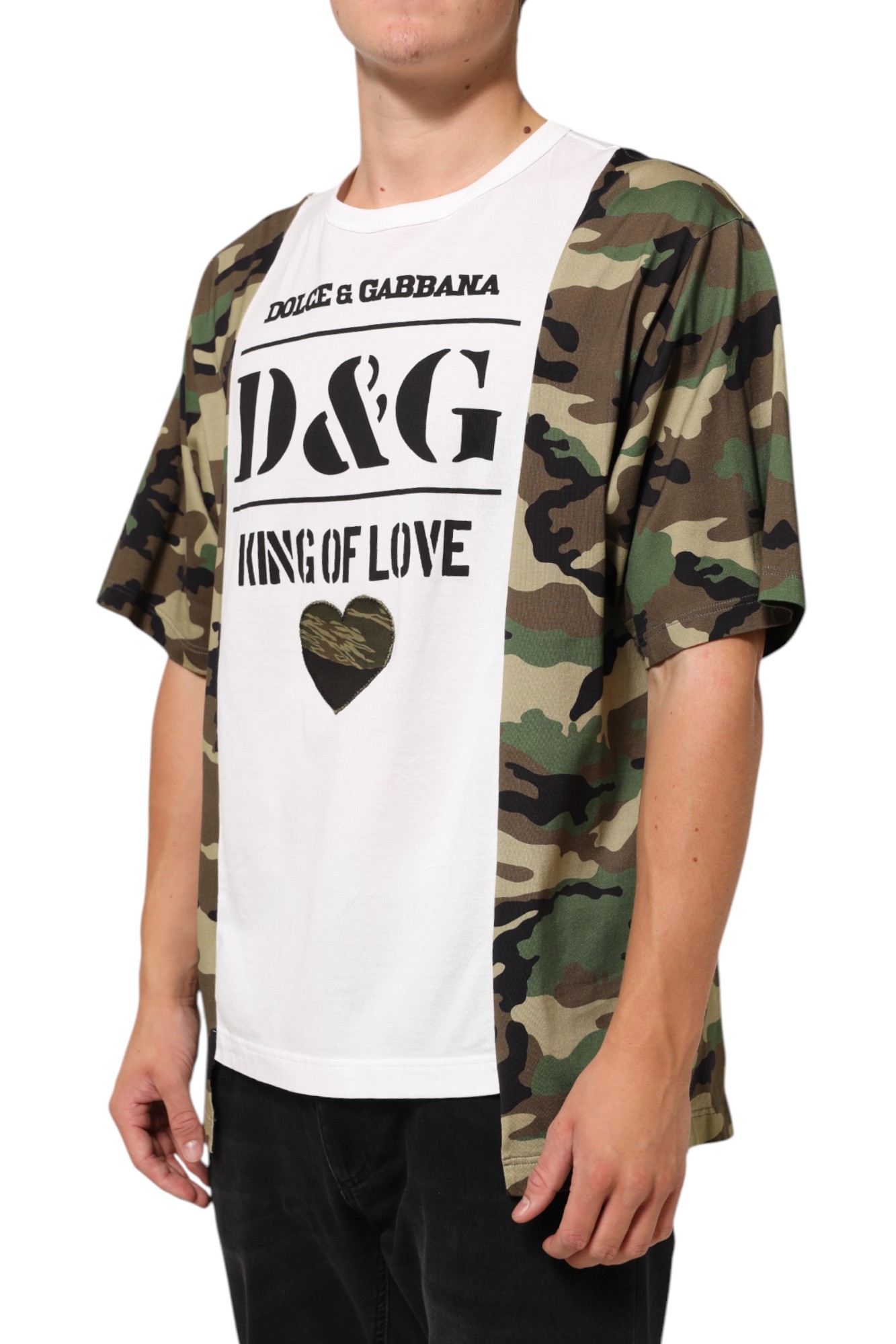 Dolce & Gabbana White Logo Camouflage Crew Neck Men T-shirt - Image 3