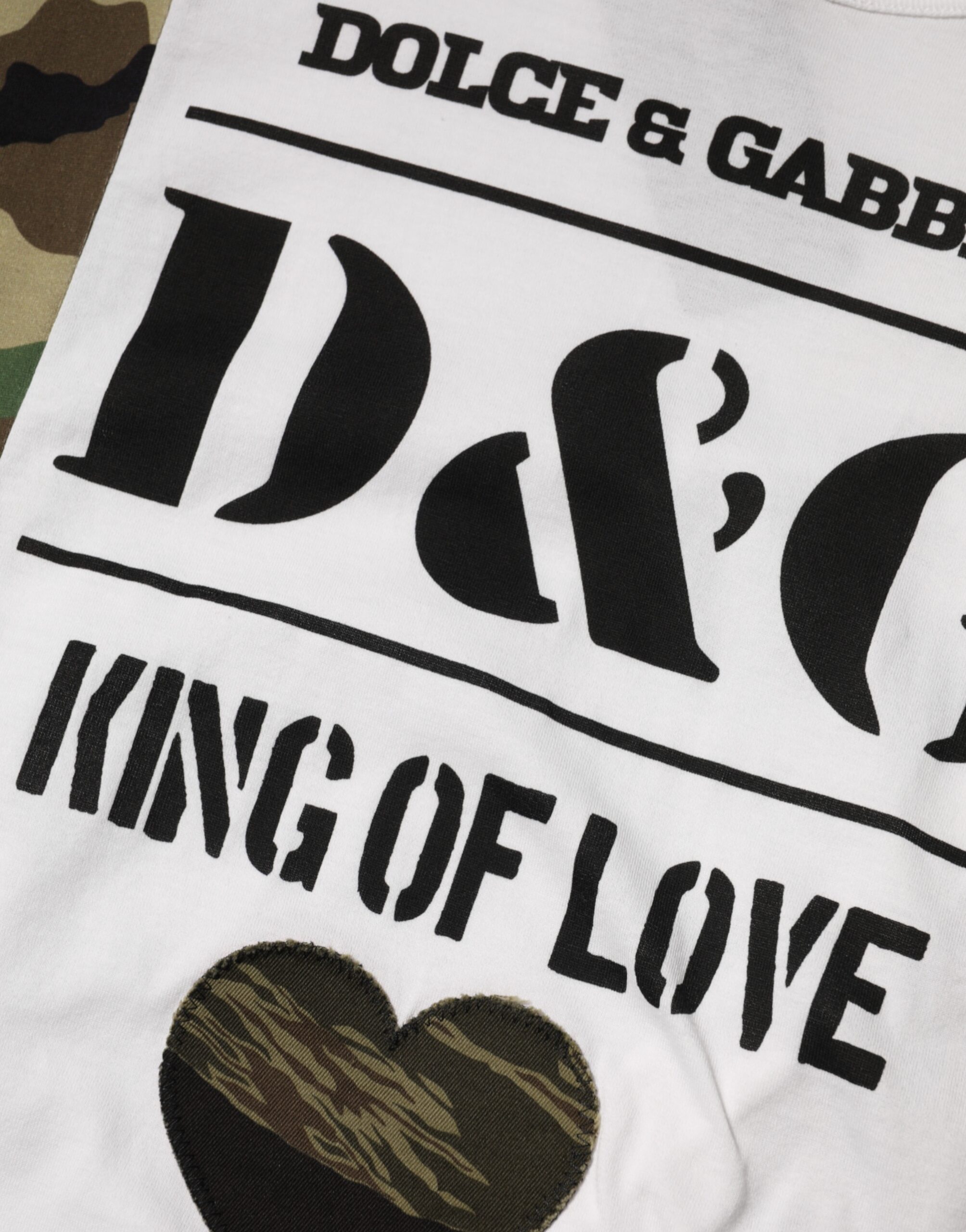 Dolce & Gabbana White Logo Camouflage Crew Neck Men T-shirt - Image 8