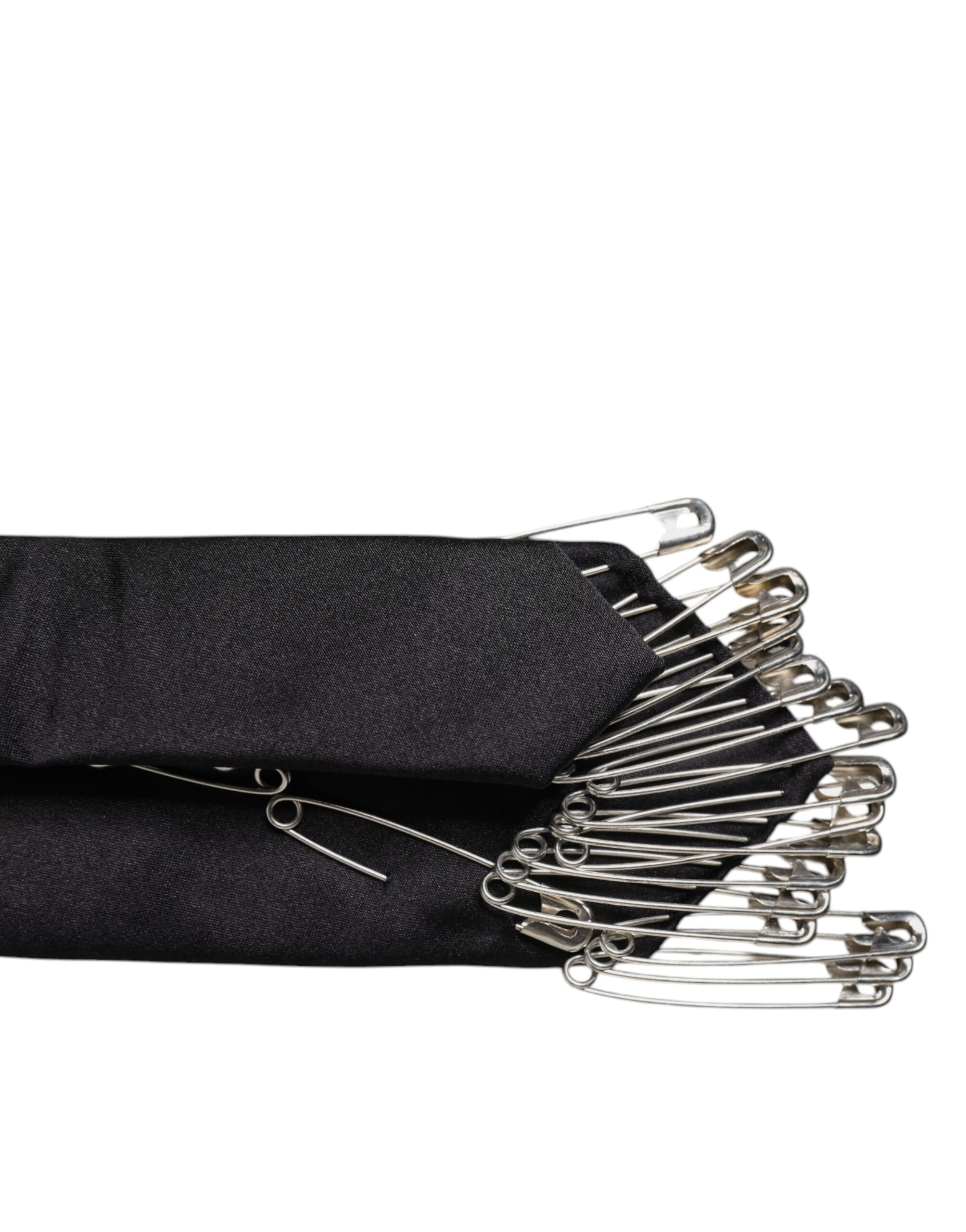 Dolce & Gabbana Black Safety Pins Silk Adjustable Necktie Accessory Tie - Image 5
