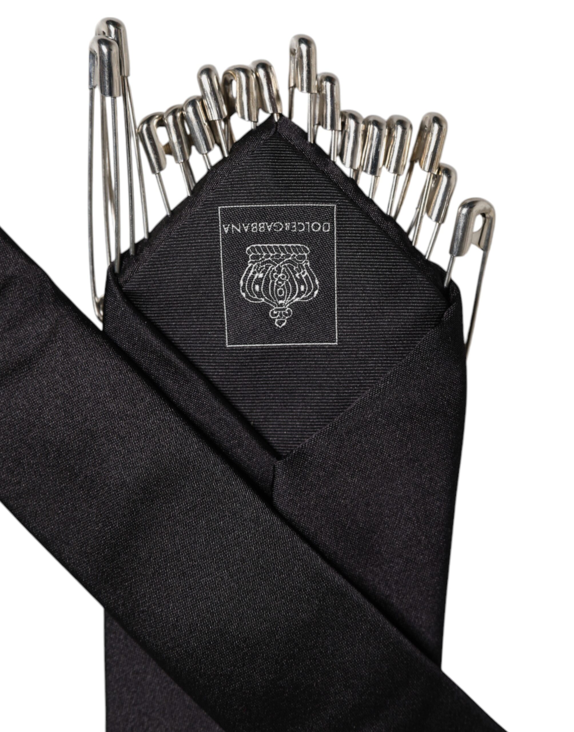 Dolce & Gabbana Black Safety Pins Silk Adjustable Necktie Accessory Tie - Image 7
