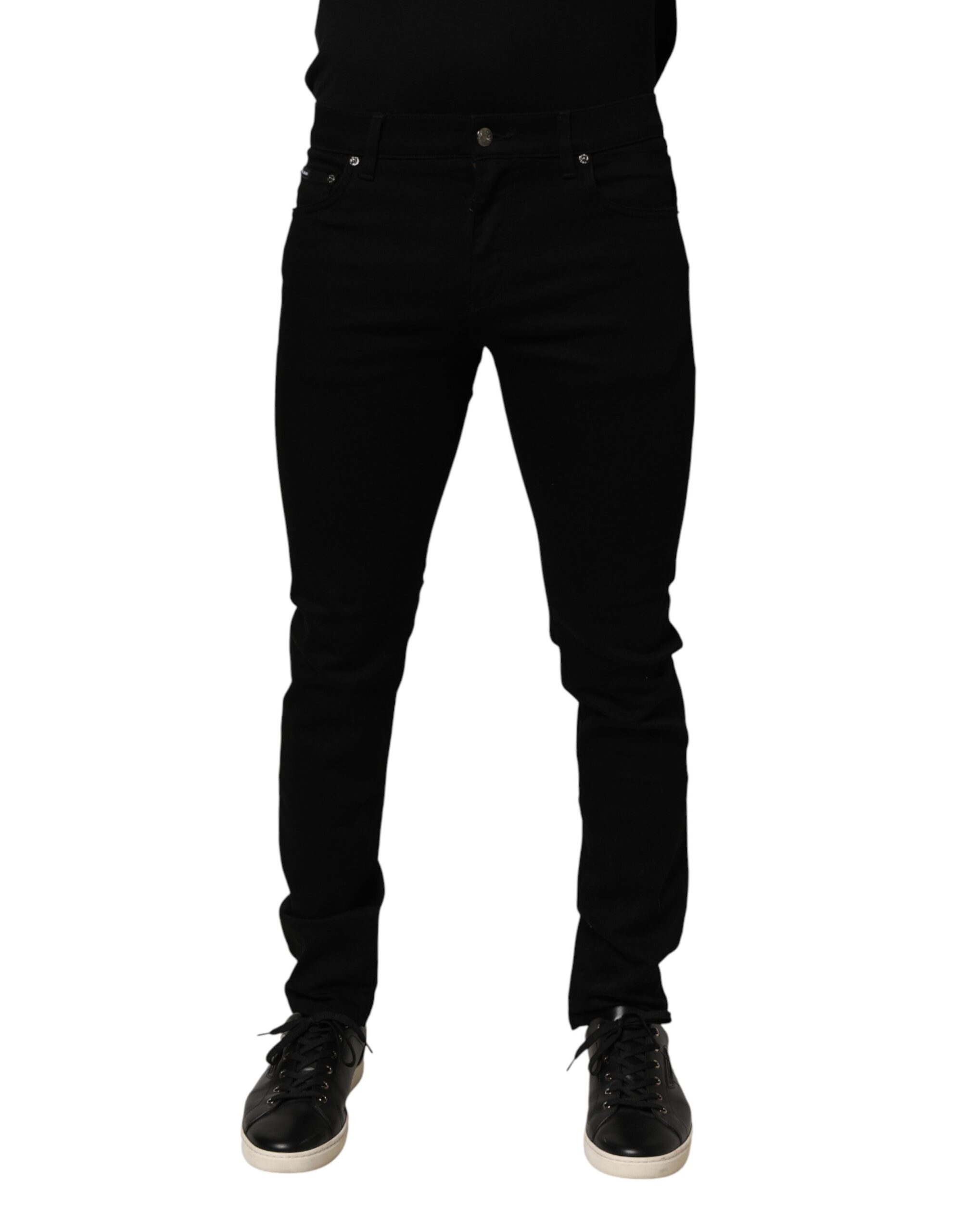 Dolce & Gabbana Black Cotton Stretch Slim Fit Men Denim Jeans - Image 2