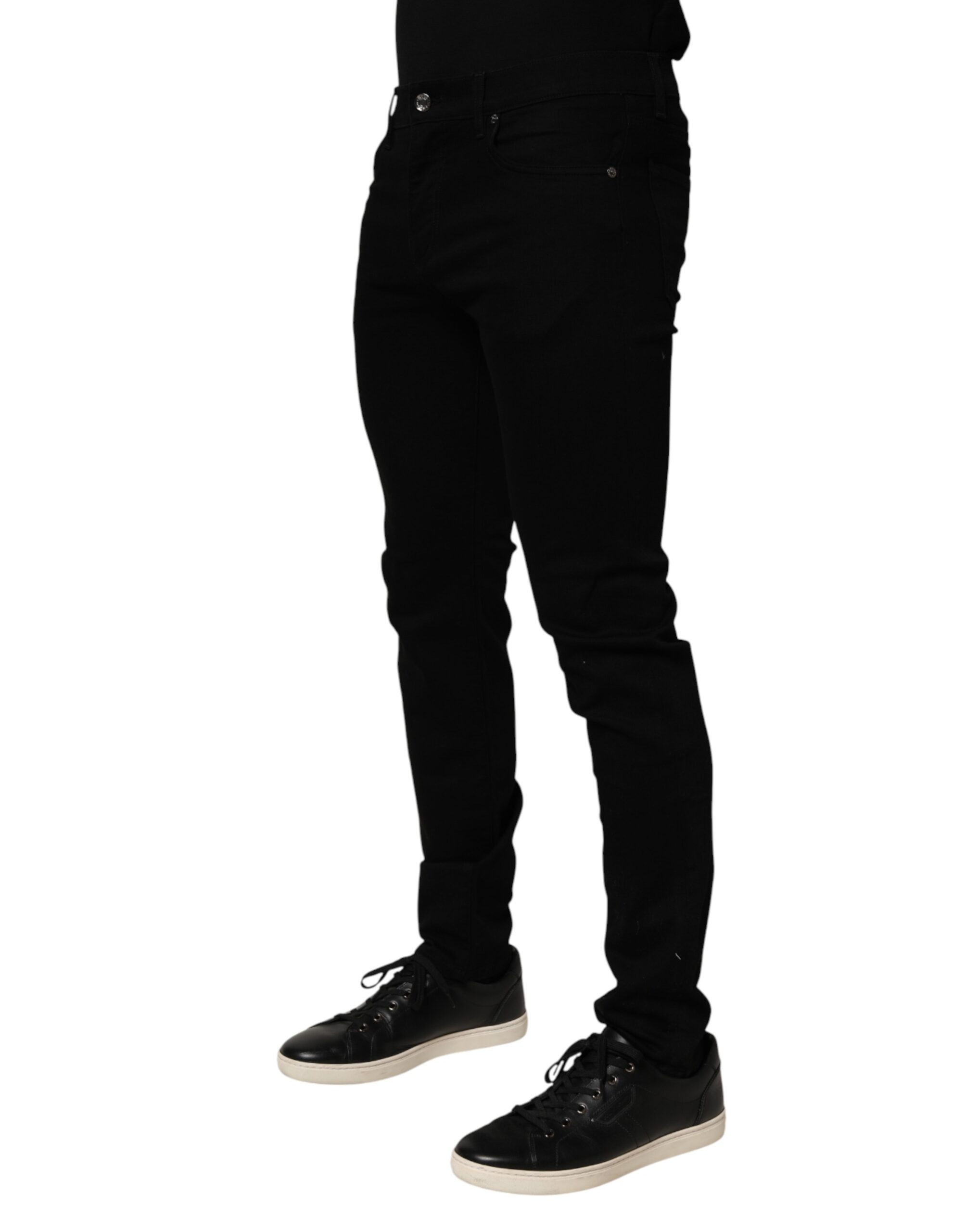 Dolce & Gabbana Black Cotton Stretch Slim Fit Men Denim Jeans - Image 3