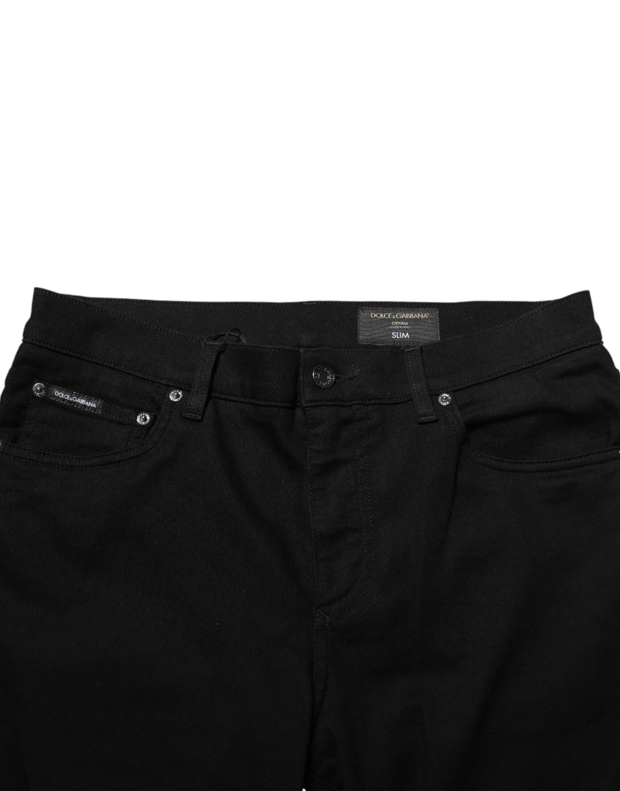 Dolce & Gabbana Black Cotton Stretch Slim Fit Men Denim Jeans - Image 5