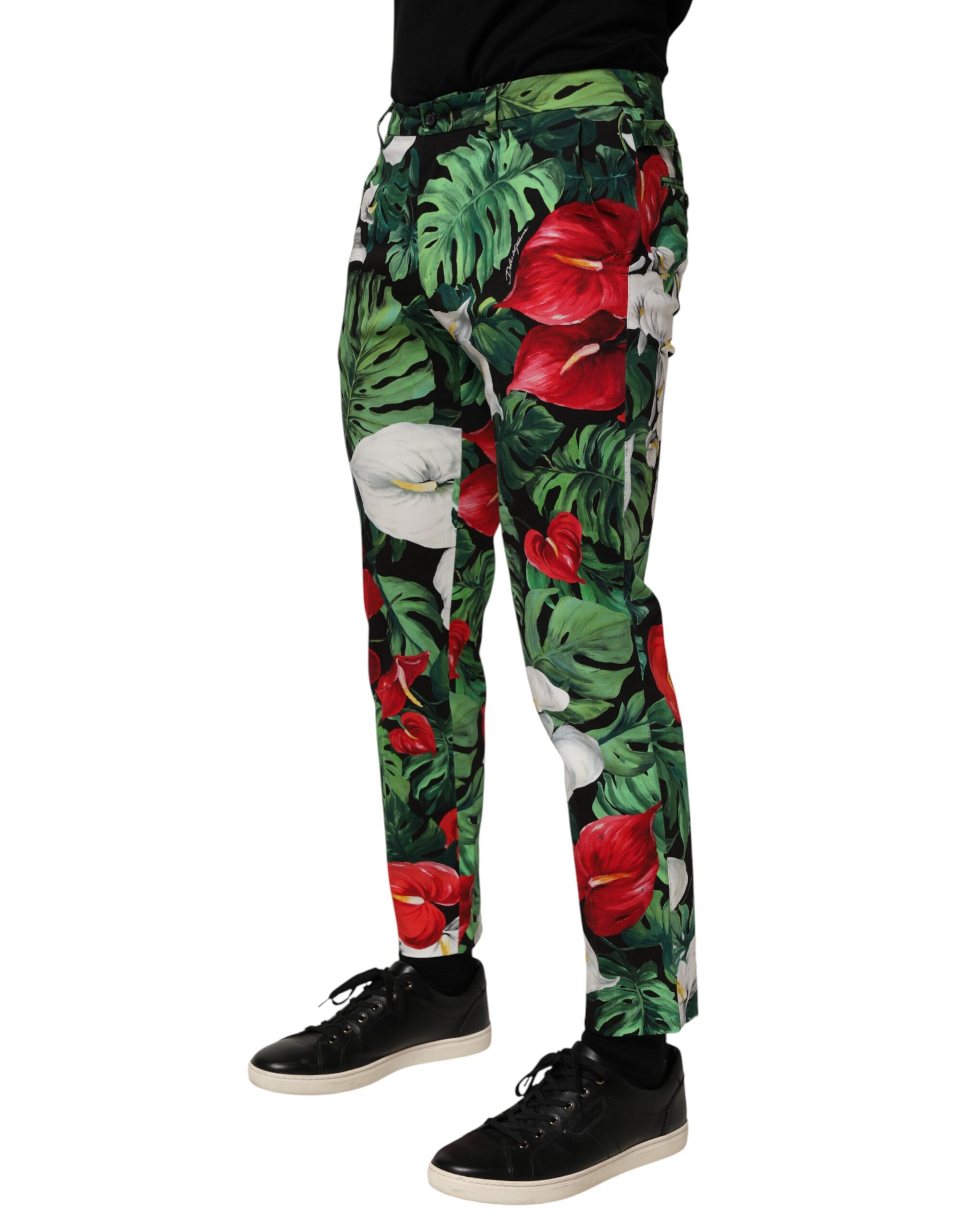 Dolce & Gabbana Multicolor Floral Print Cotton Tapered Pants - Image 3