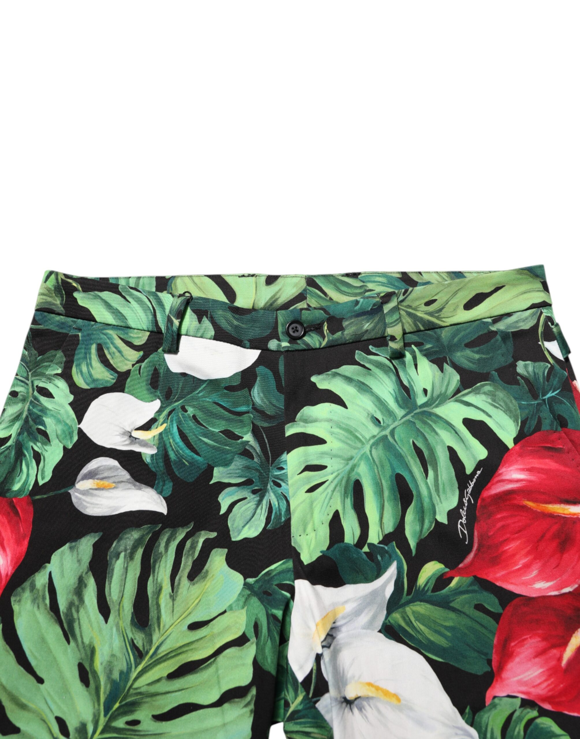 Dolce & Gabbana Multicolor Floral Print Cotton Tapered Pants - Image 5