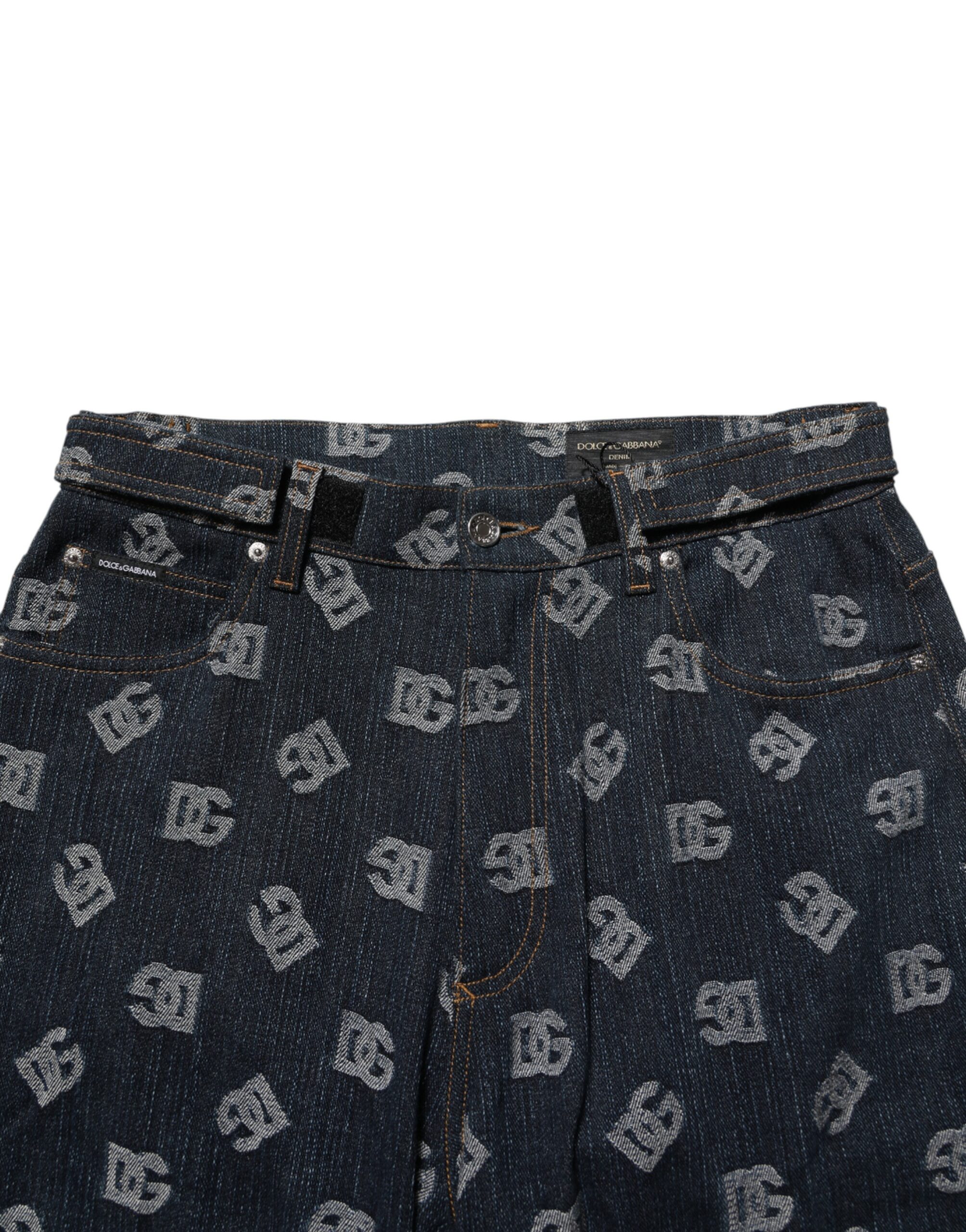 Dolce & Gabbana Blue Logo Print Straight Denim Men Jeans - Image 5