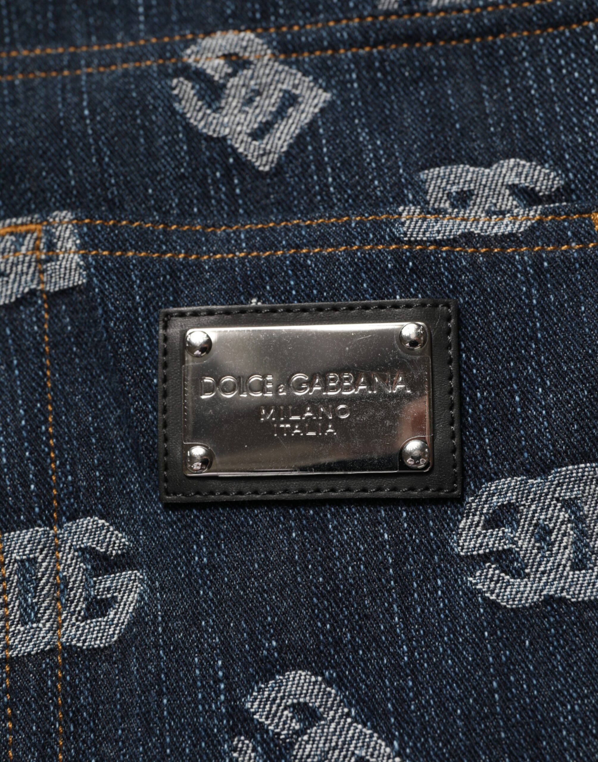 Dolce & Gabbana Blue Logo Print Straight Denim Men Jeans - Image 7