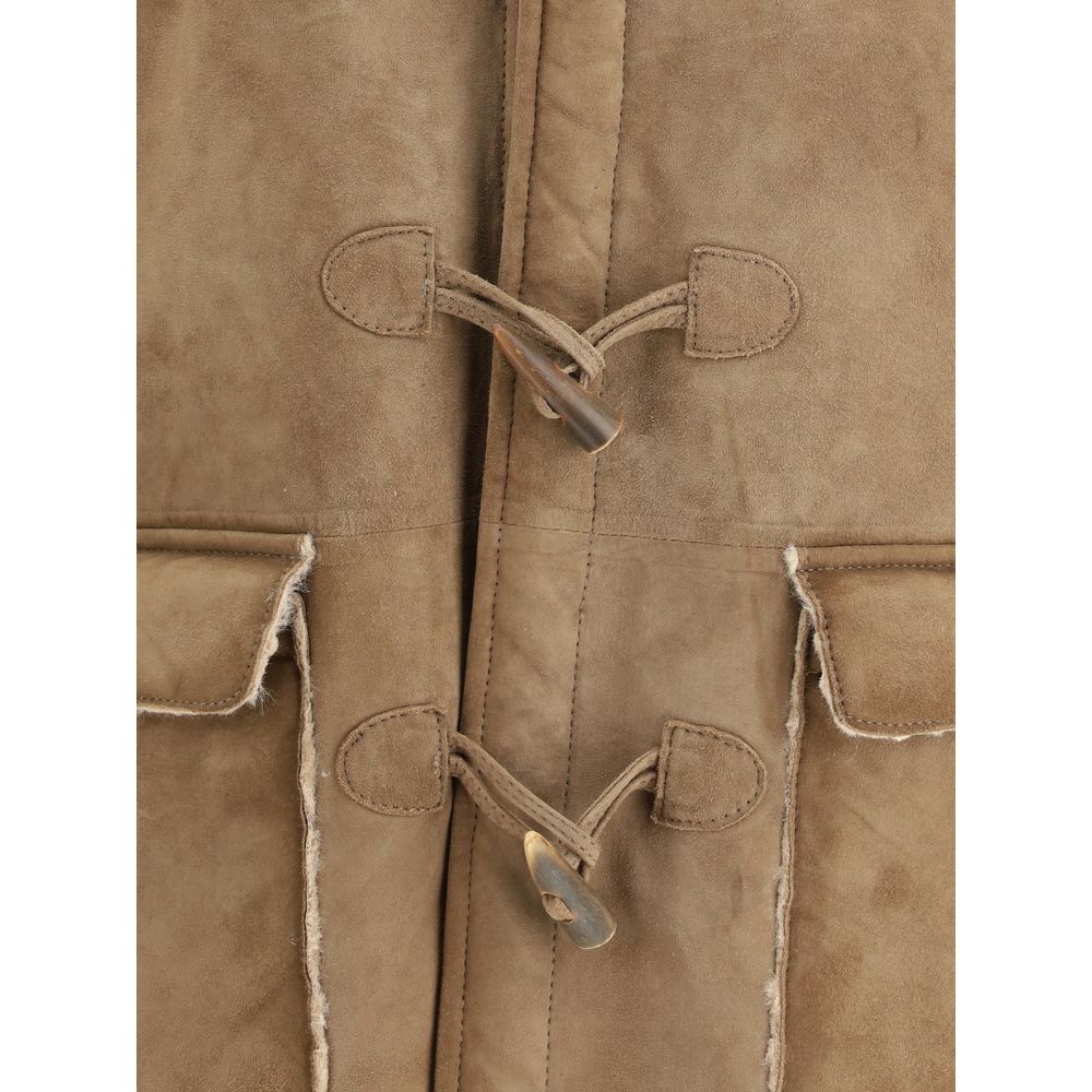 D'amico Brown Leather Coat - Image 3