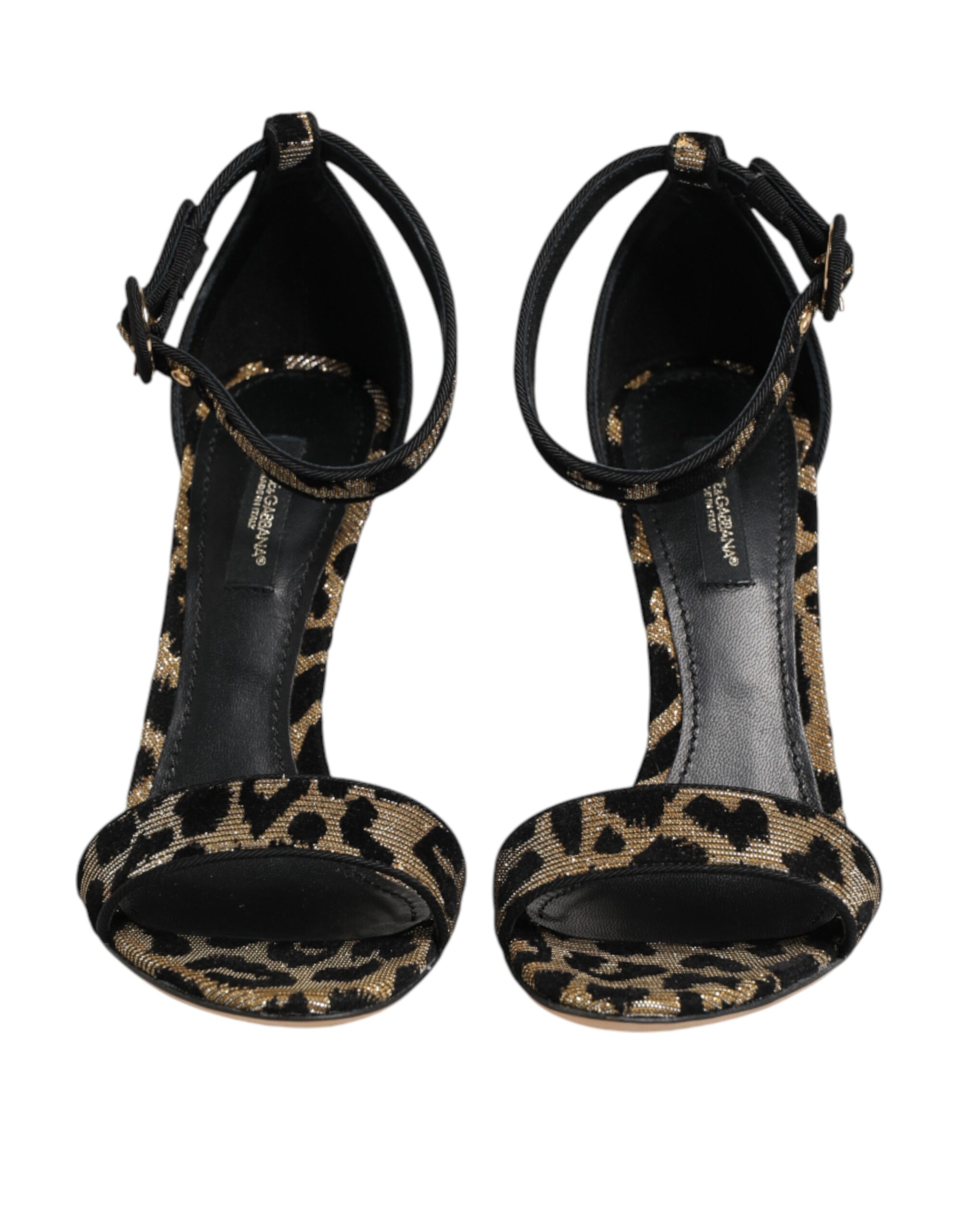 Dolce & Gabbana Gold Leopard Ankle Strap Heels Sandals Shoes - Image 3