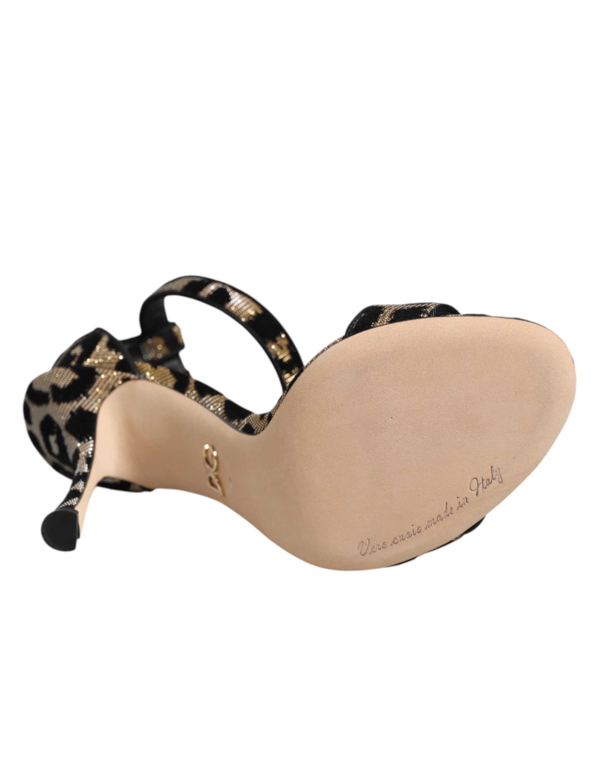 Dolce & Gabbana Gold Leopard Ankle Strap Heels Sandals Shoes - Image 8