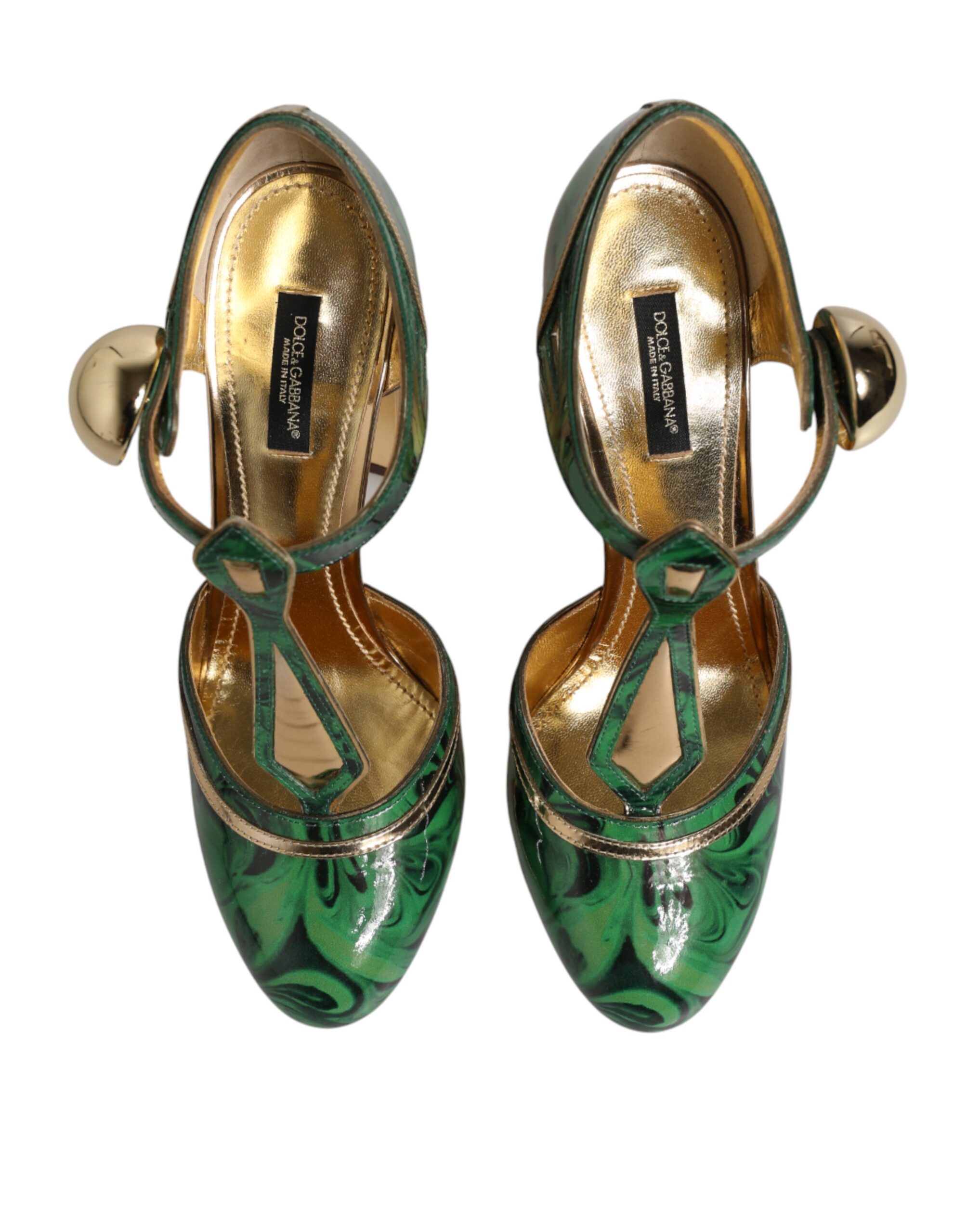 Dolce & Gabbana Green Patent Leather Vally Heels Pumps Shoes - Image 4