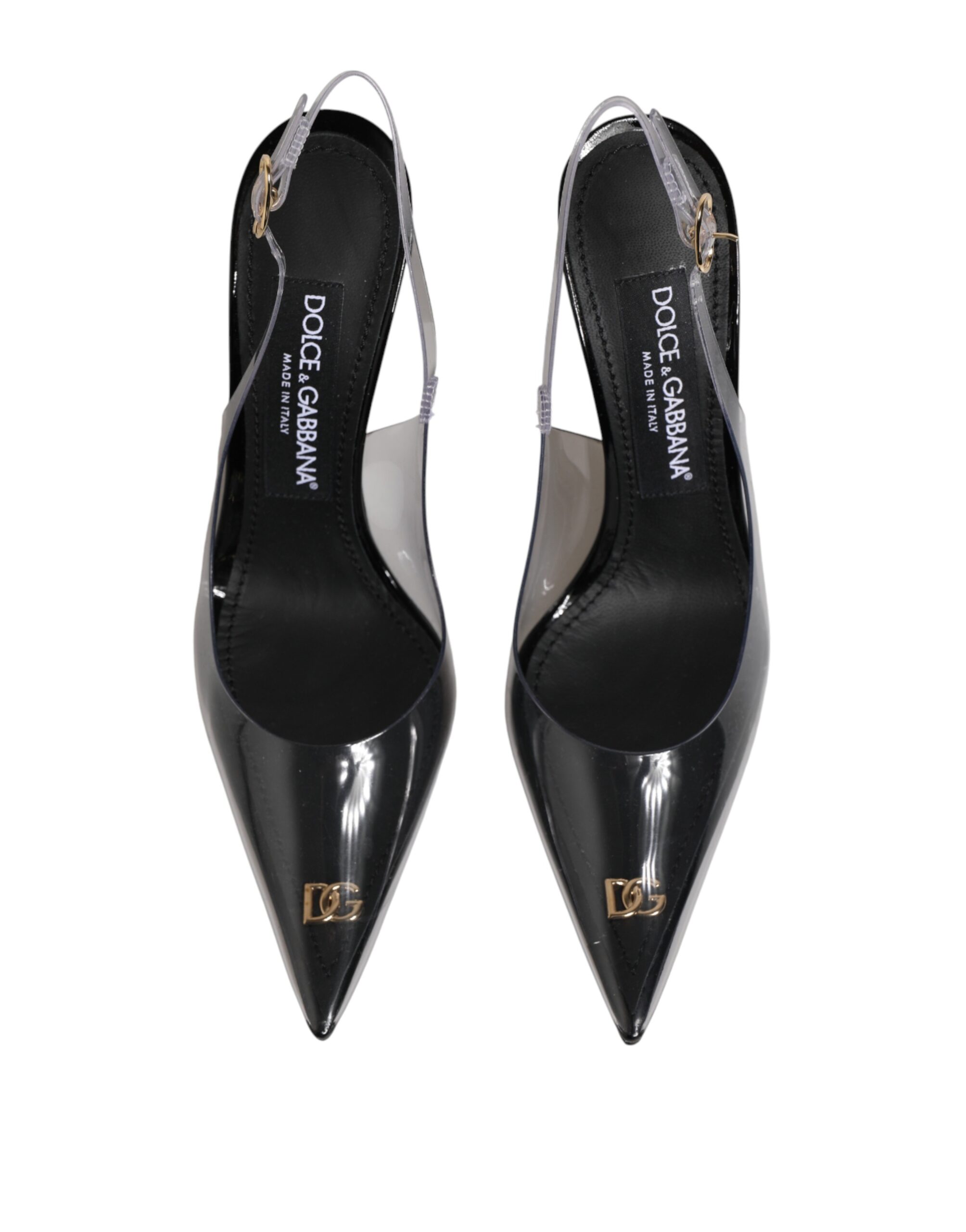Dolce & Gabbana Black Leather Clear PVC Slingback Pumps Shoes - Image 4