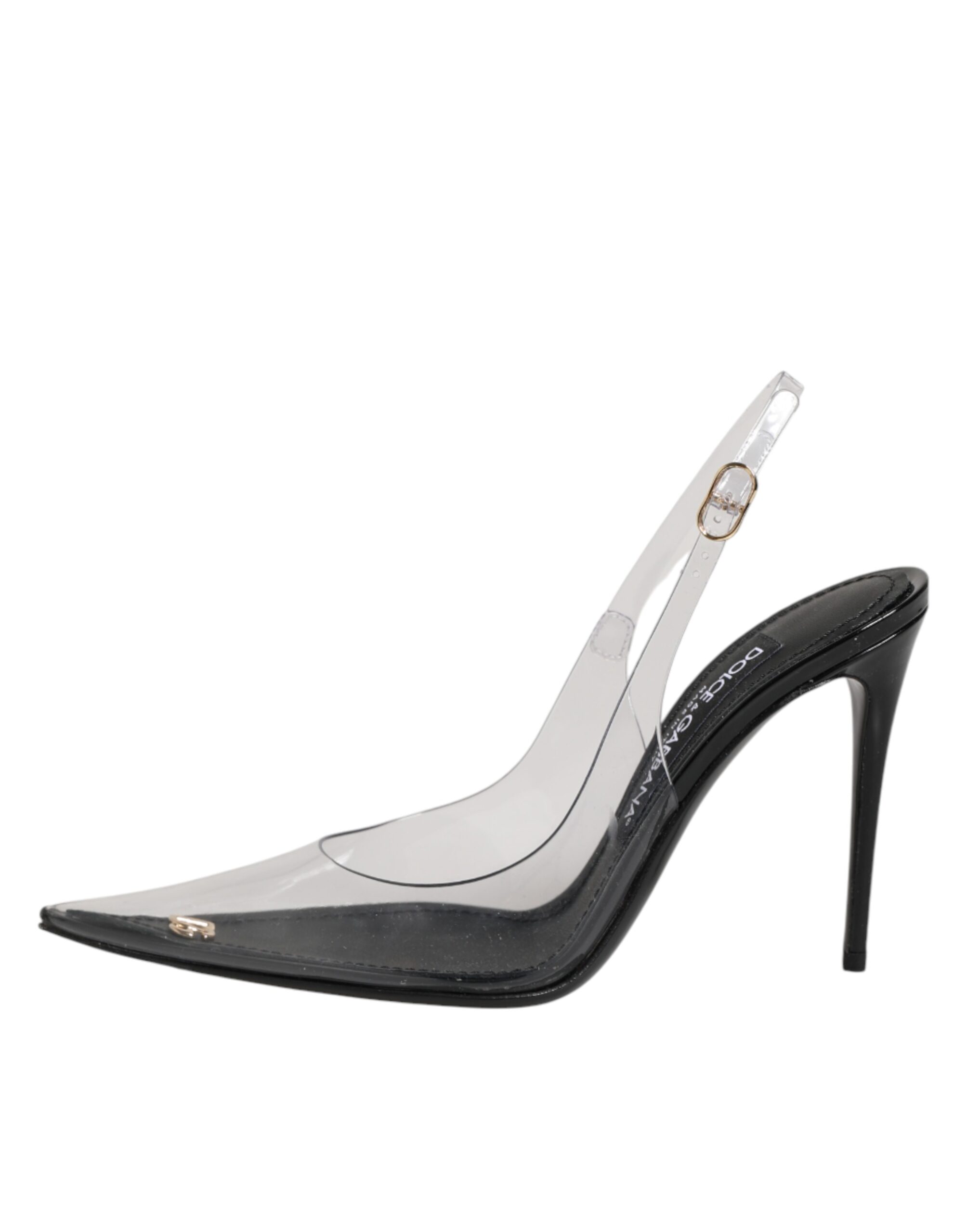 Dolce & Gabbana Black Leather Clear PVC Slingback Pumps Shoes - Image 7