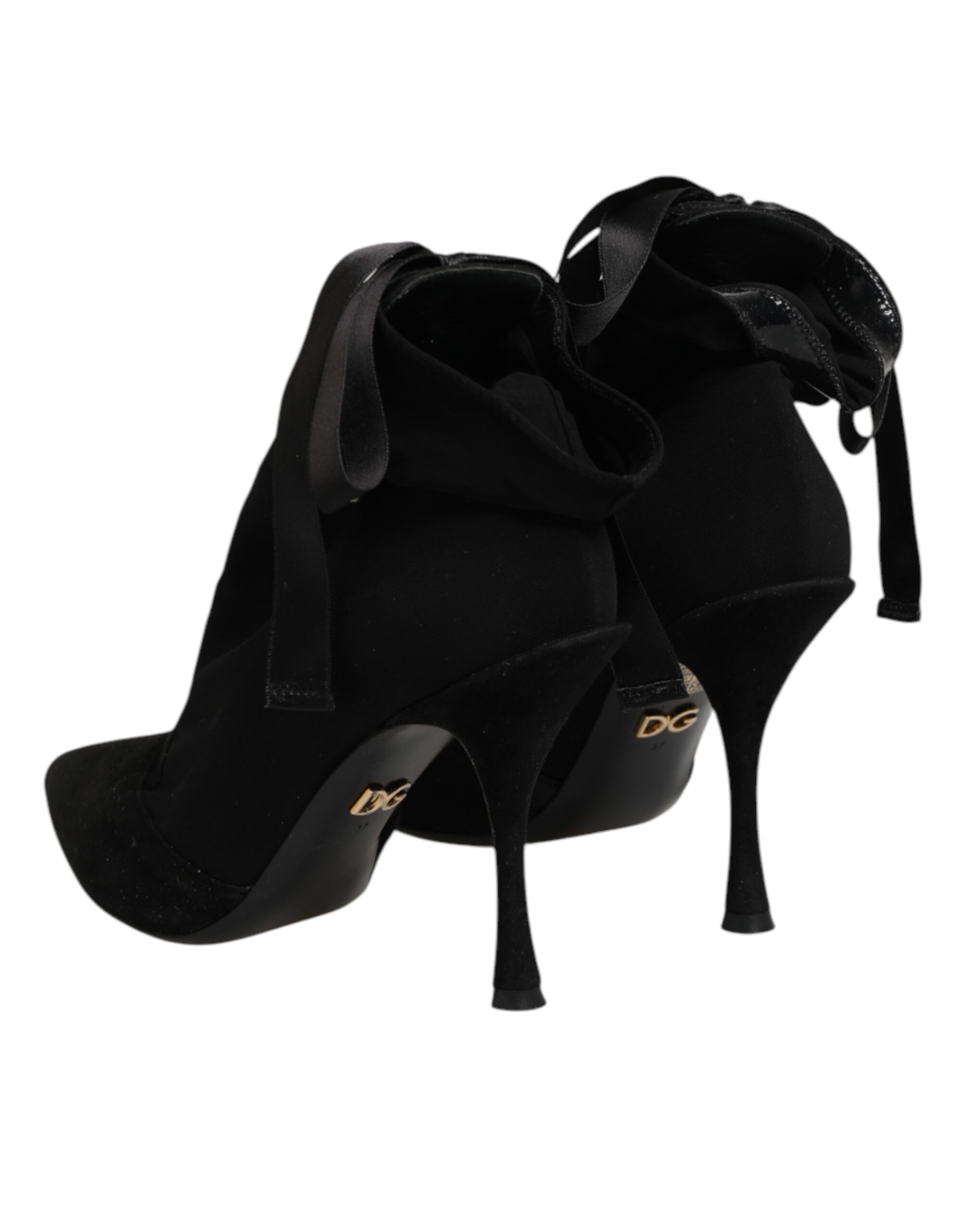 Dolce & Gabbana Black Stiletto Heels Lace Up Boots Shoes - Image 6