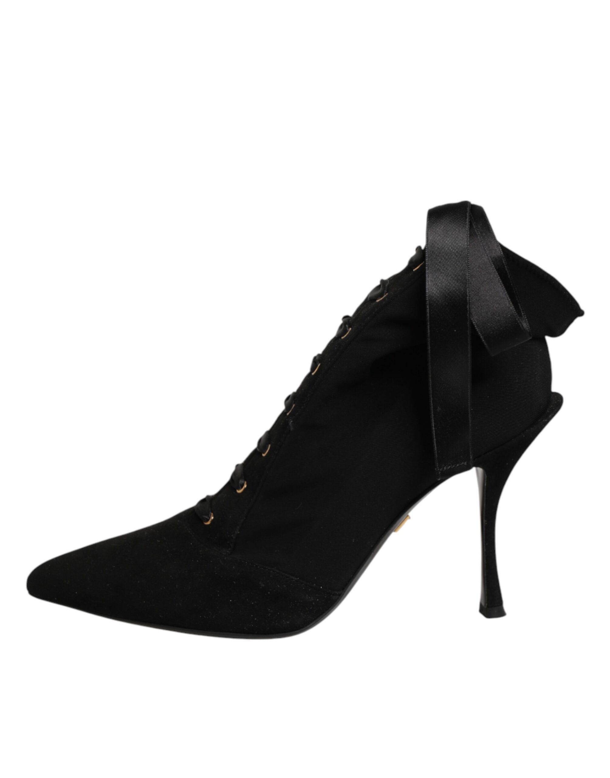 Dolce & Gabbana Black Stiletto Heels Lace Up Boots Shoes - Image 7