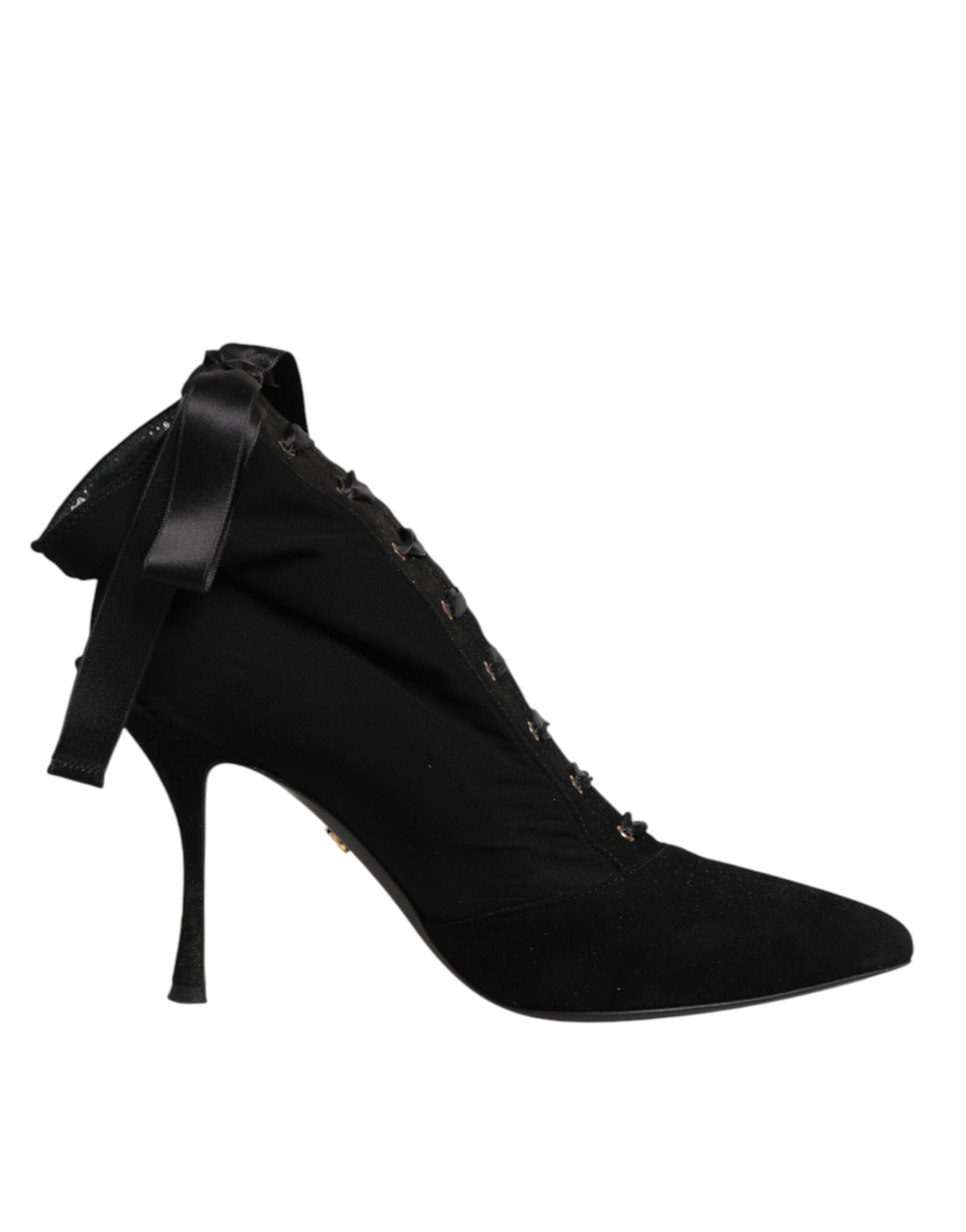Dolce & Gabbana Black Stiletto Heels Lace Up Boots Shoes - Image 2