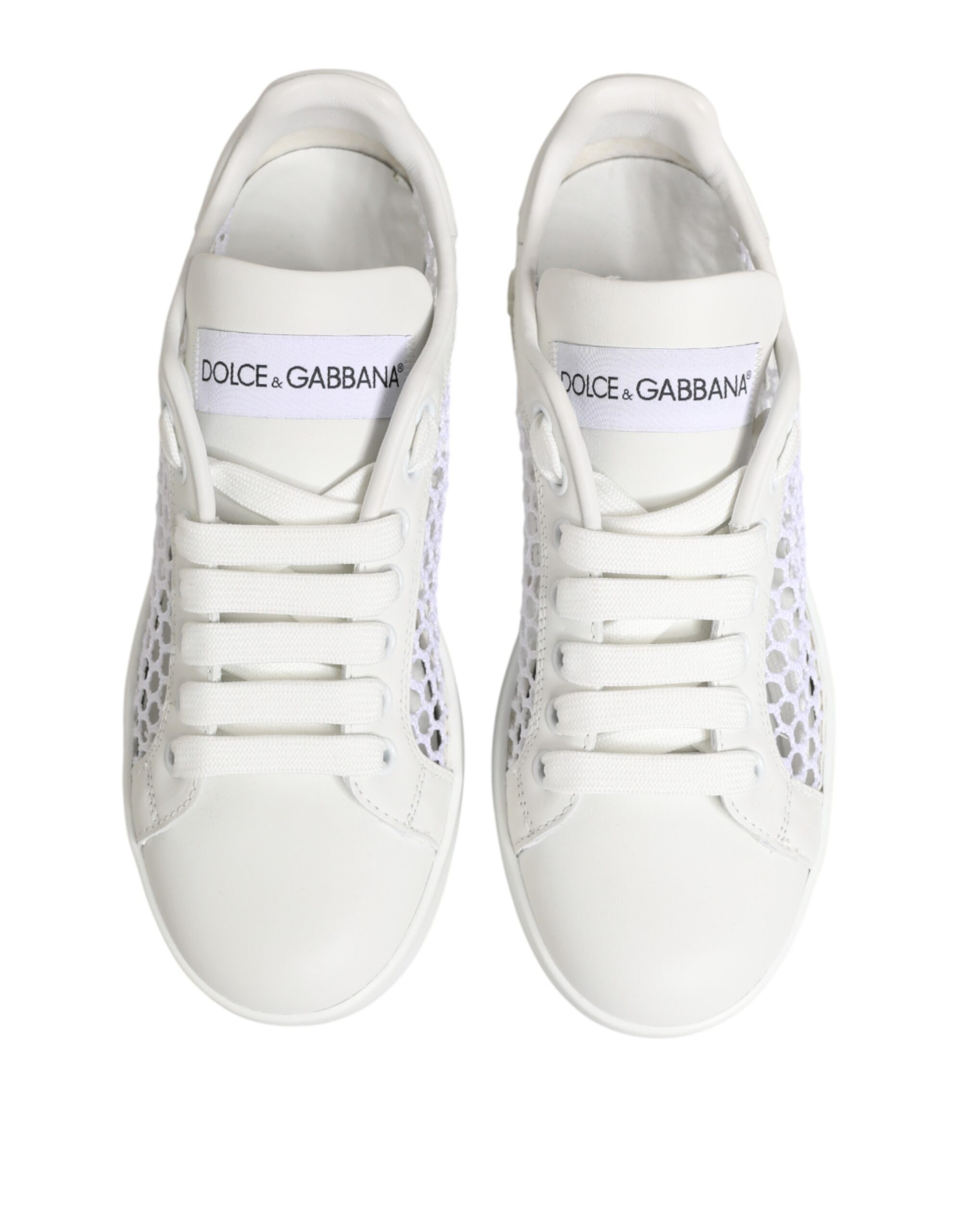 Dolce & Gabbana White Mesh Inserts Low Top Sneakers Shoes - Image 4