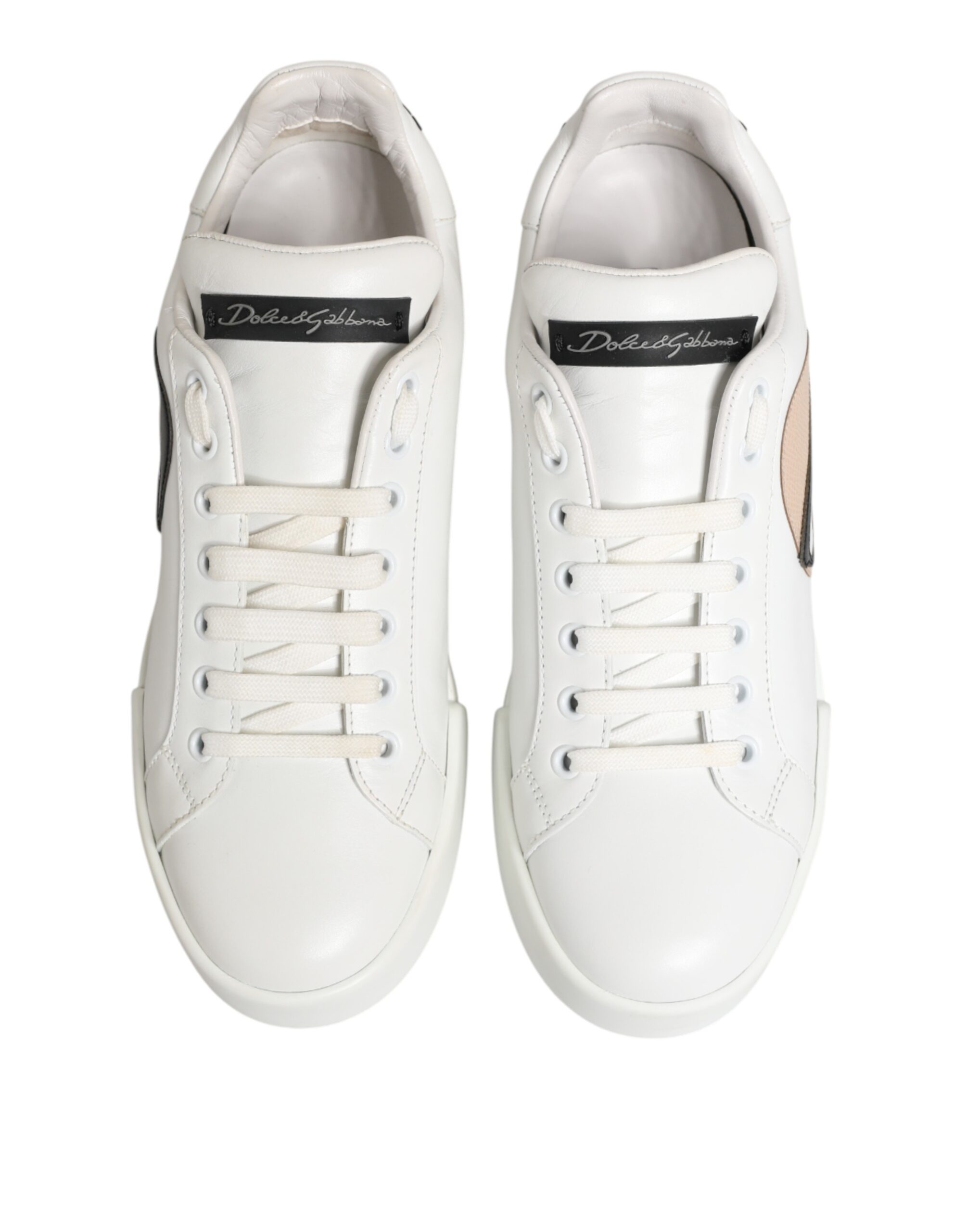 Dolce & Gabbana White Leather #DGFamily Casual Sneakers Shoes - Image 4