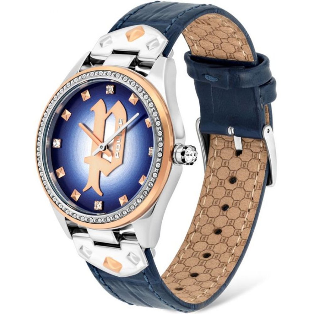 Police Blue Leather Dress Watch - Image 2