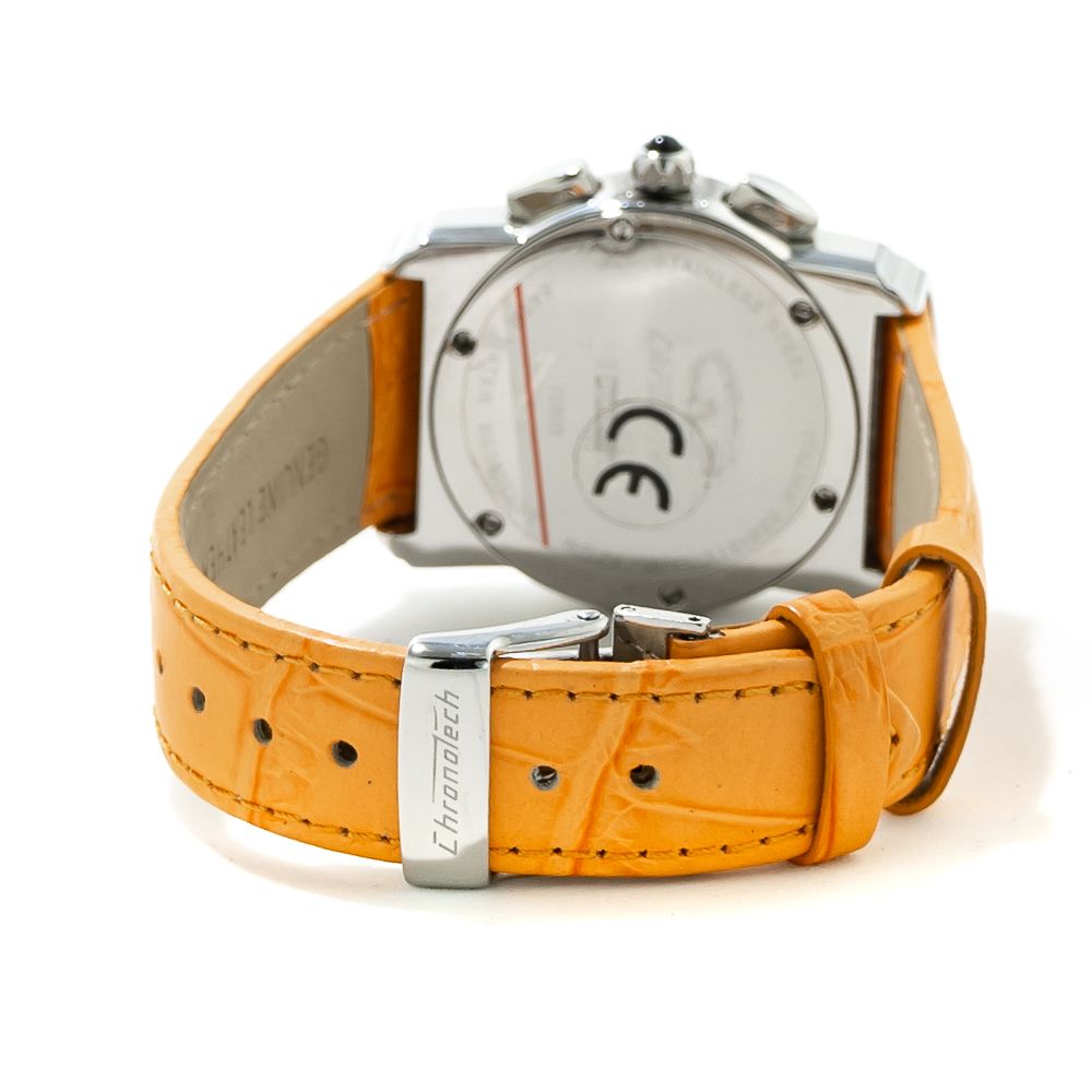 Chronotech Orange Leather Dress Watch - Image 2