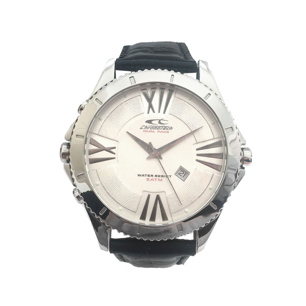 Chronotech Black Leather Dress Watch - Image 2