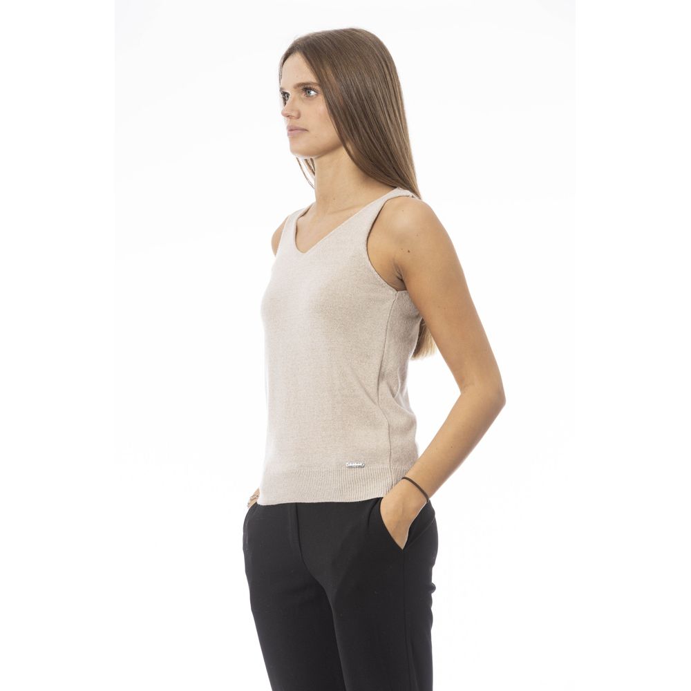 Baldinini Trend Beige Fabric Tank Top - Image 2