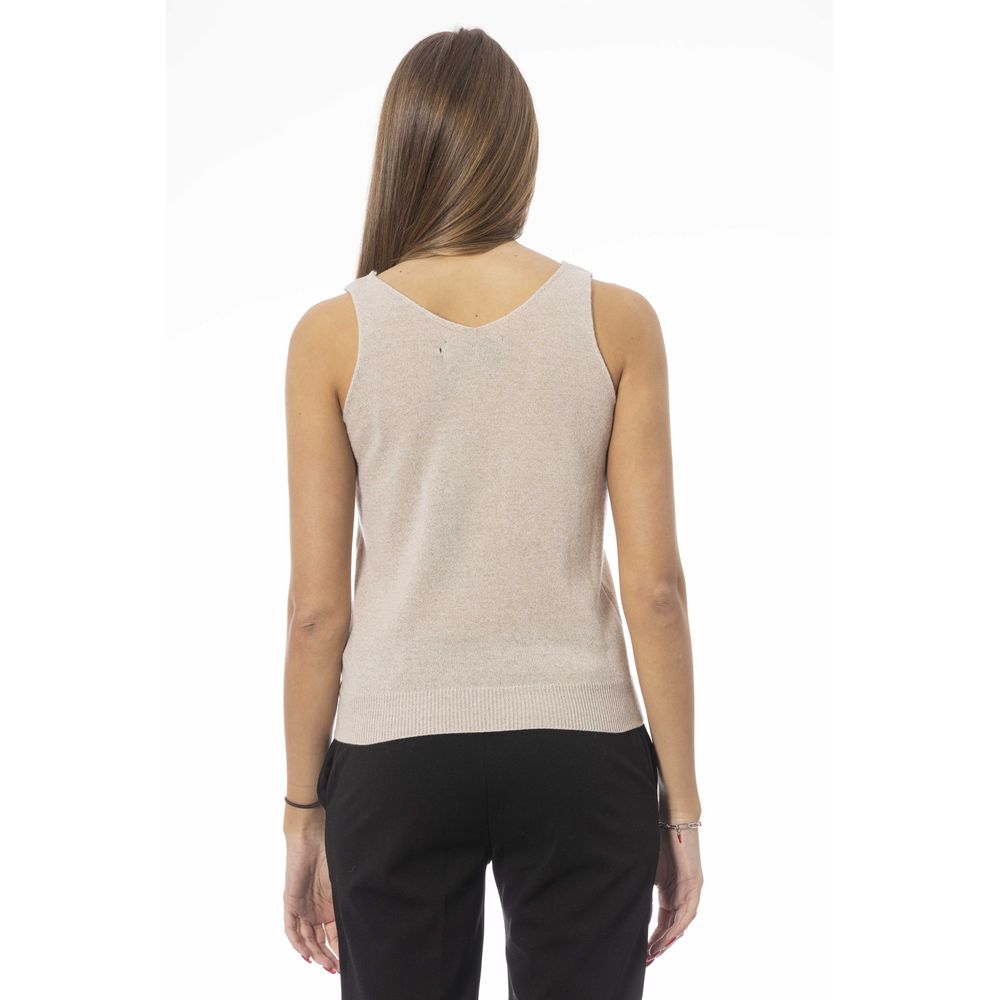Baldinini Trend Beige Fabric Tank Top - Image 3