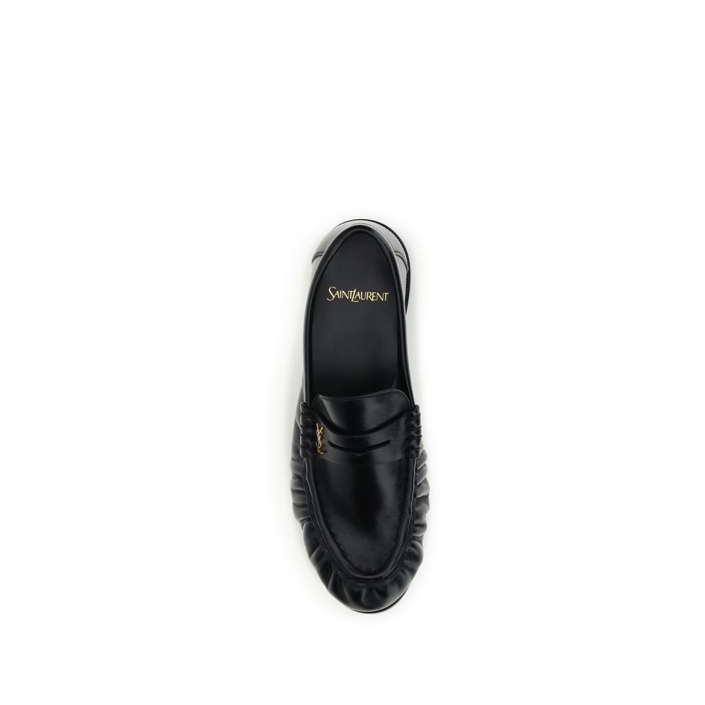 Saint Laurent Black Lamb Ovis Aries Aries Slip-On Loafers - Image 4