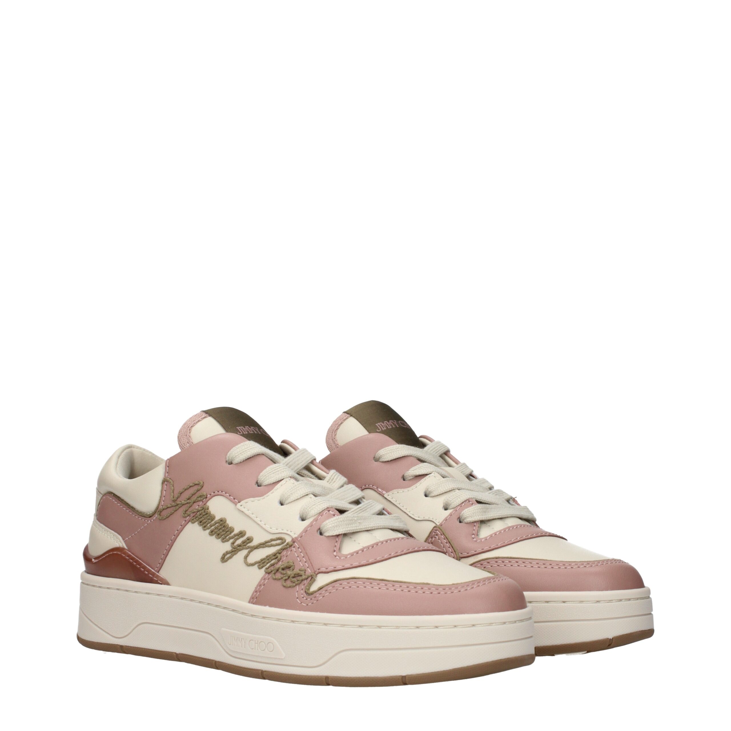 Jimmy Choo Pink Leather Low Top Sneakers - Image 2