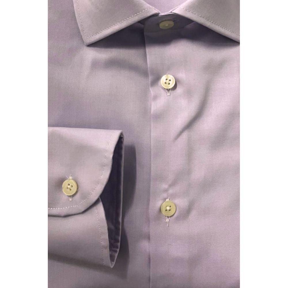 Baldinini Trend Purple Cotton Men Shirt - Image 4