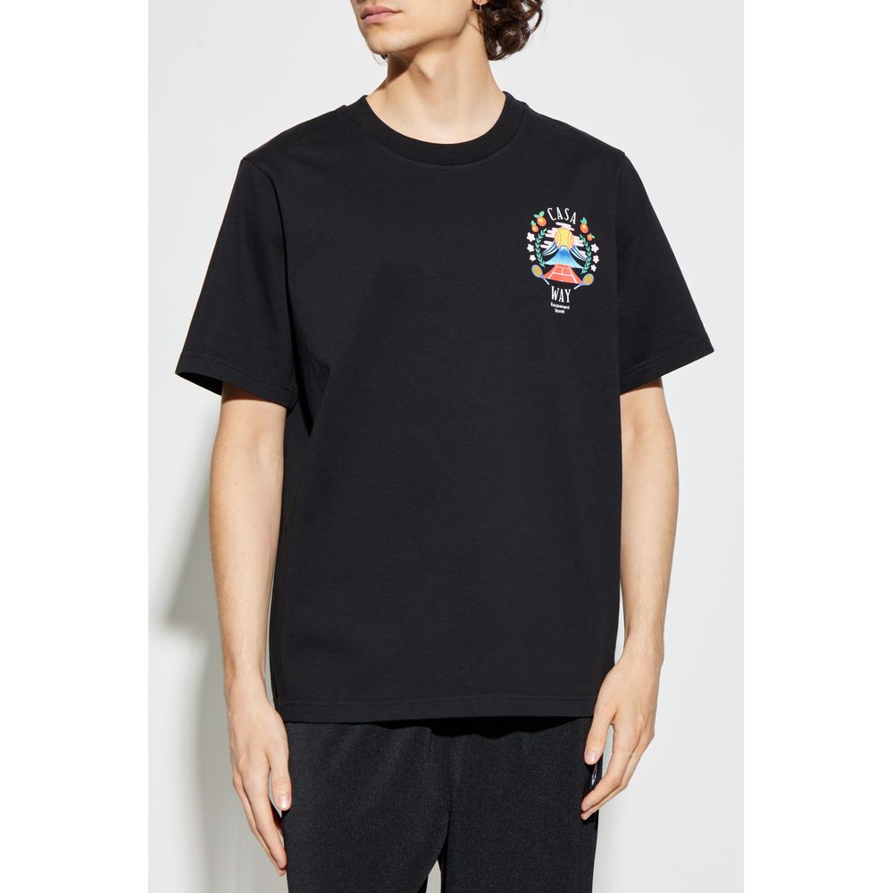 Casablanca Black Cotton Men's T-Shirt - Image 3