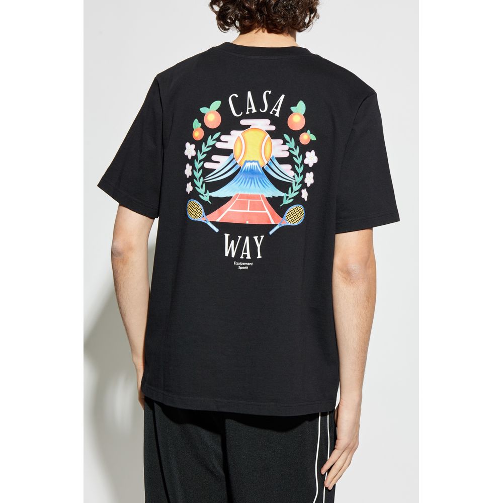 Casablanca Black Cotton Men's T-Shirt - Image 4