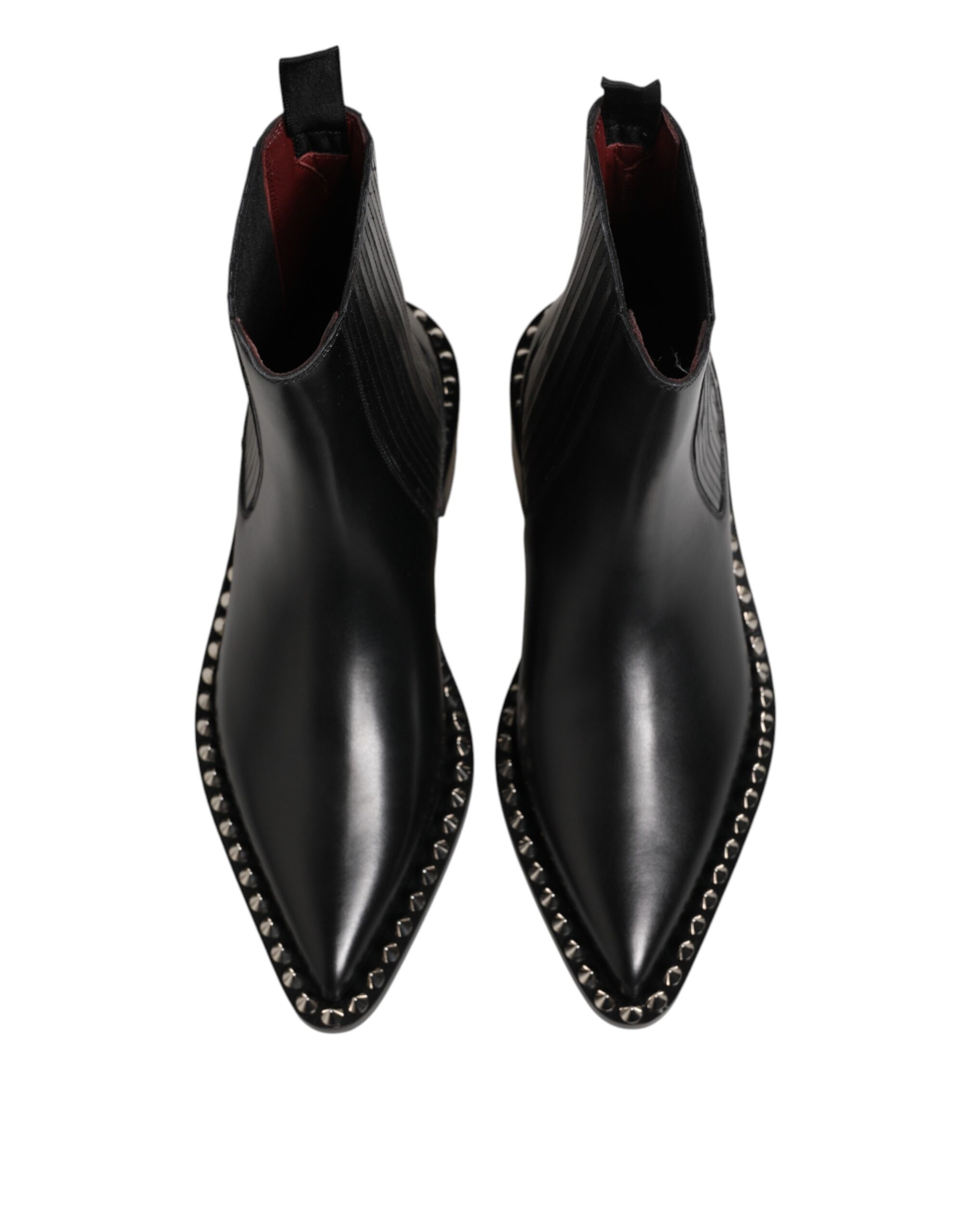 Dolce & Gabbana Black Studded Chelsea Short Ankle Boots Shoes - Image 4