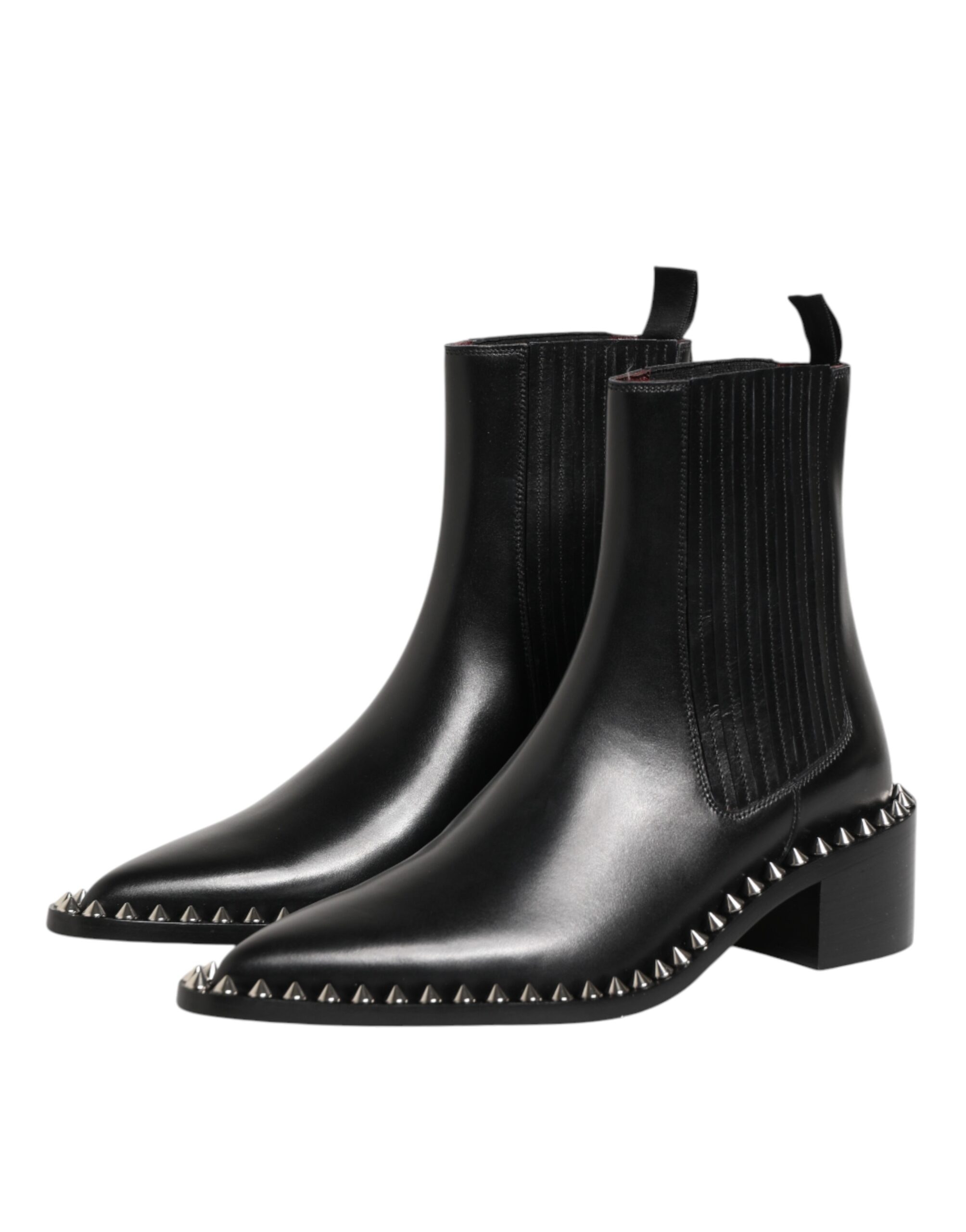 Dolce & Gabbana Black Studded Chelsea Short Ankle Boots Shoes - Image 5