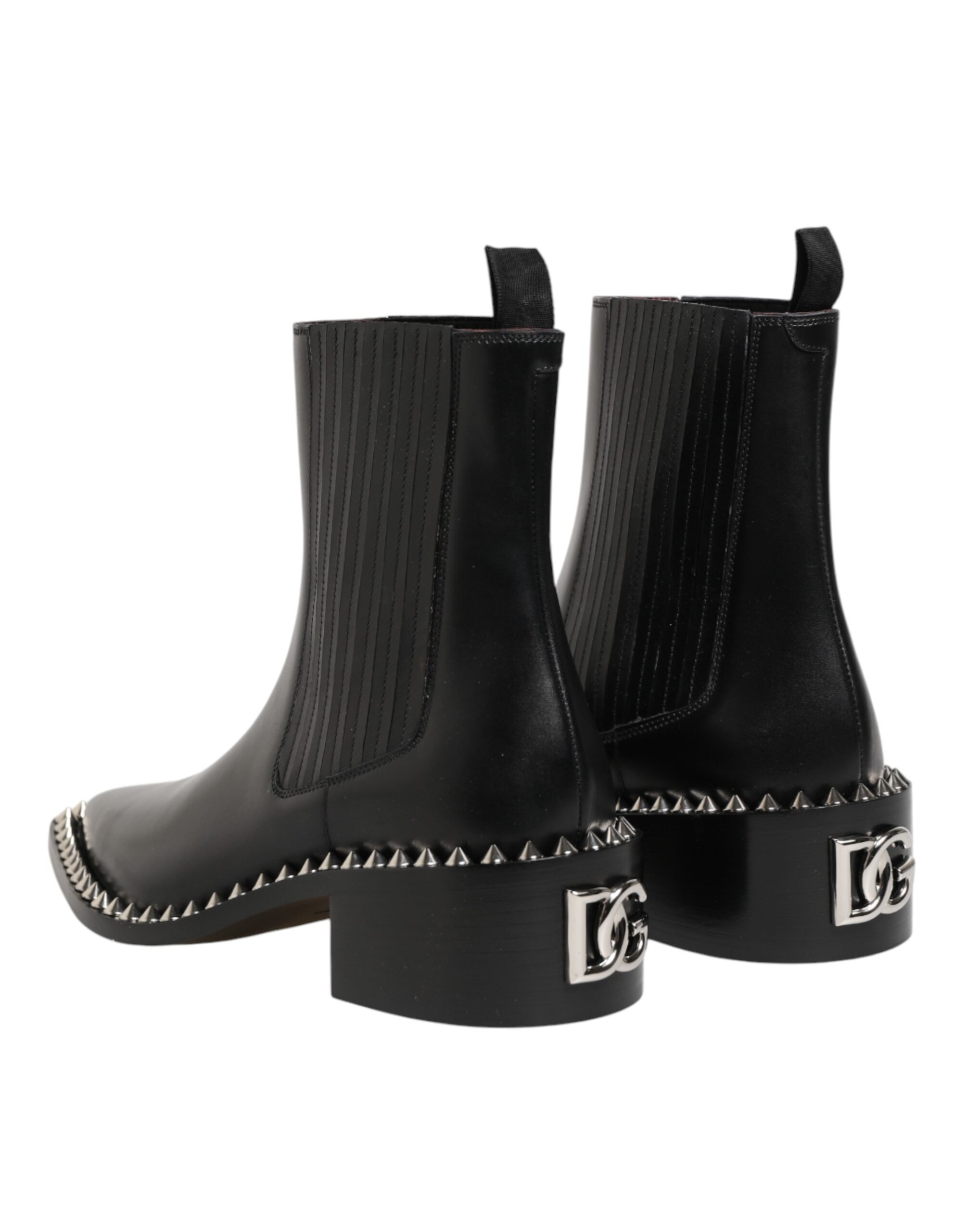 Dolce & Gabbana Black Studded Chelsea Short Ankle Boots Shoes - Image 6