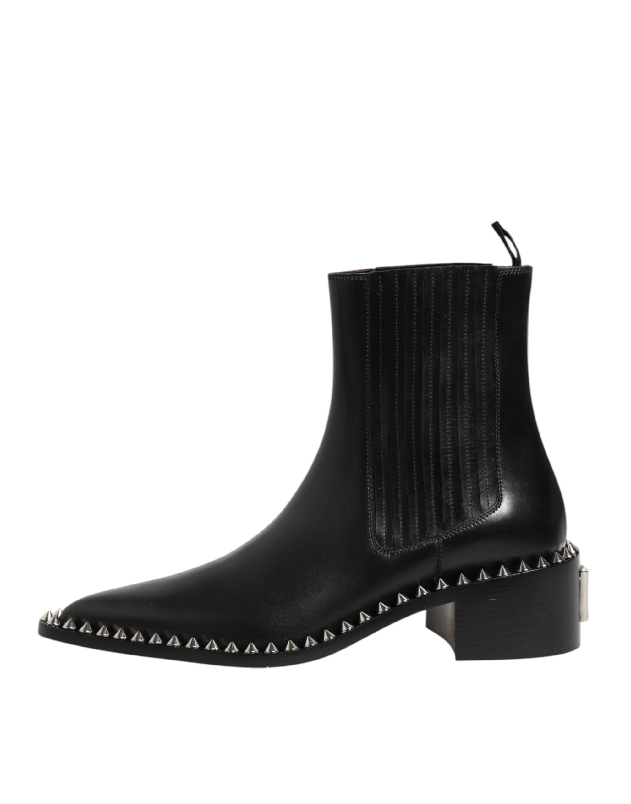 Dolce & Gabbana Black Studded Chelsea Short Ankle Boots Shoes - Image 7