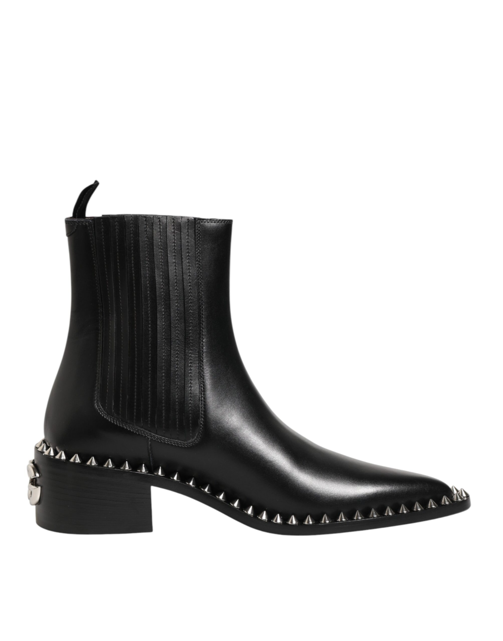 Dolce & Gabbana Black Studded Chelsea Short Ankle Boots Shoes - Image 2