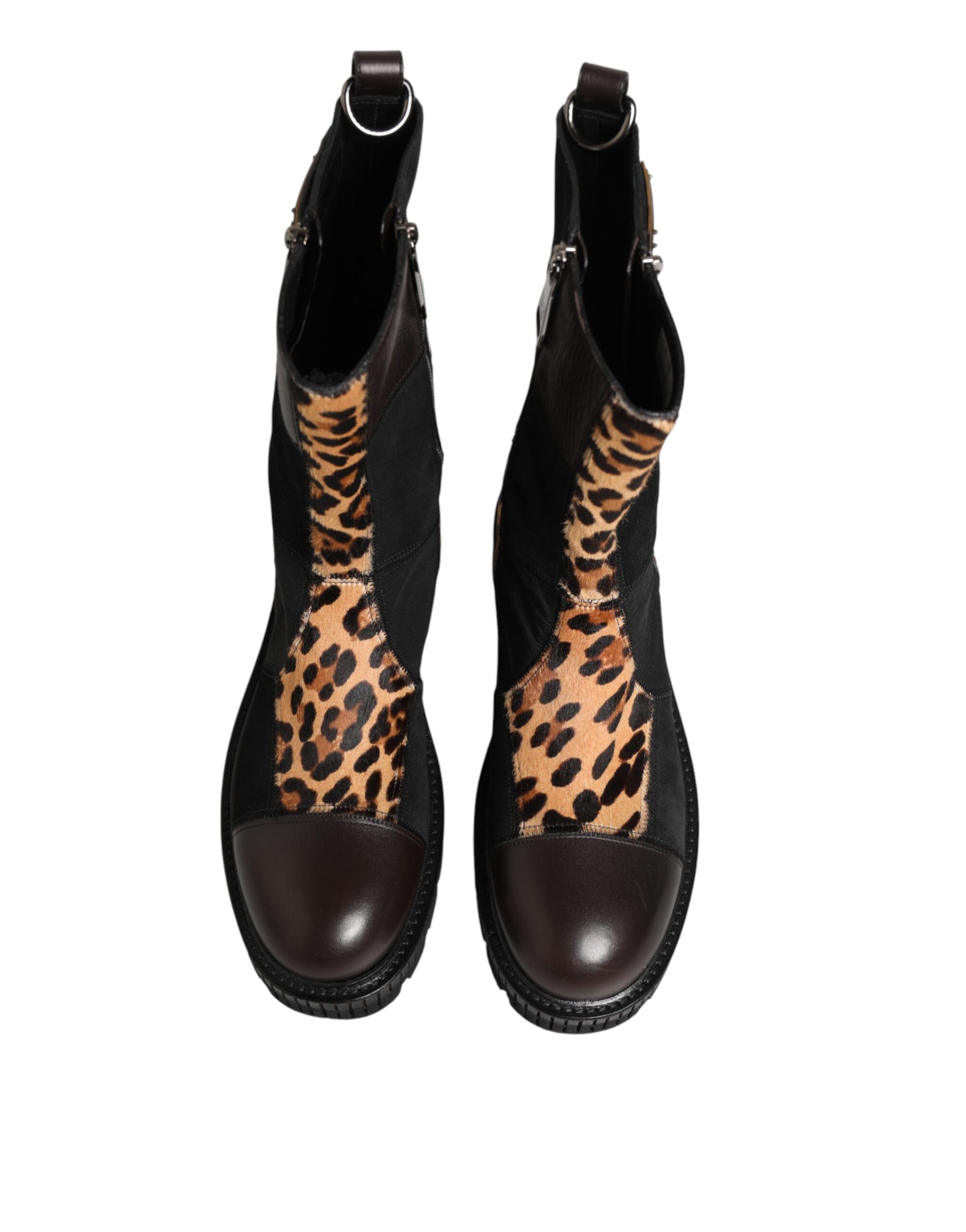 Dolce & Gabbana Multicolor Leopard Mid Calf Boots Shoes - Image 4
