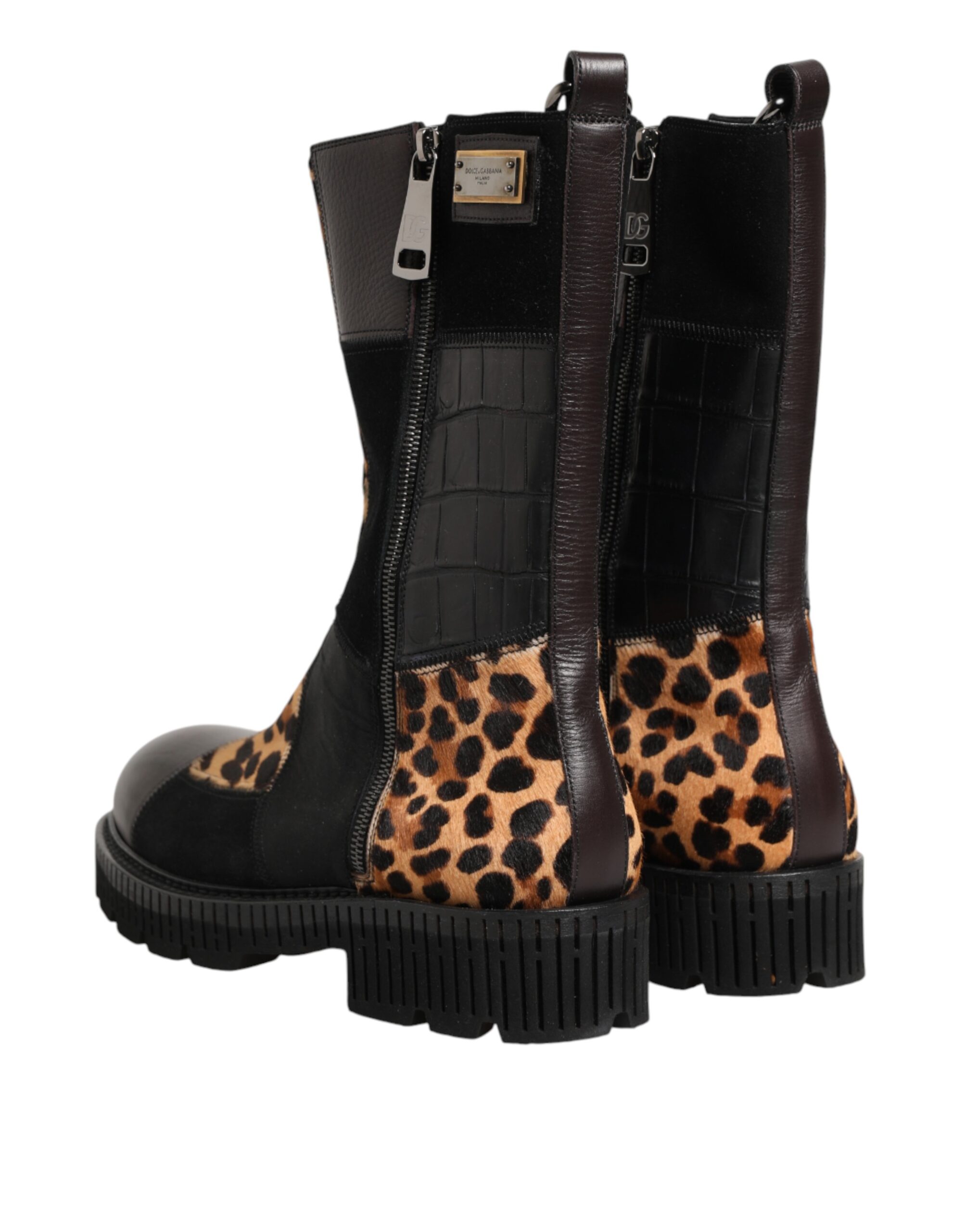 Dolce & Gabbana Multicolor Leopard Mid Calf Boots Shoes - Image 6