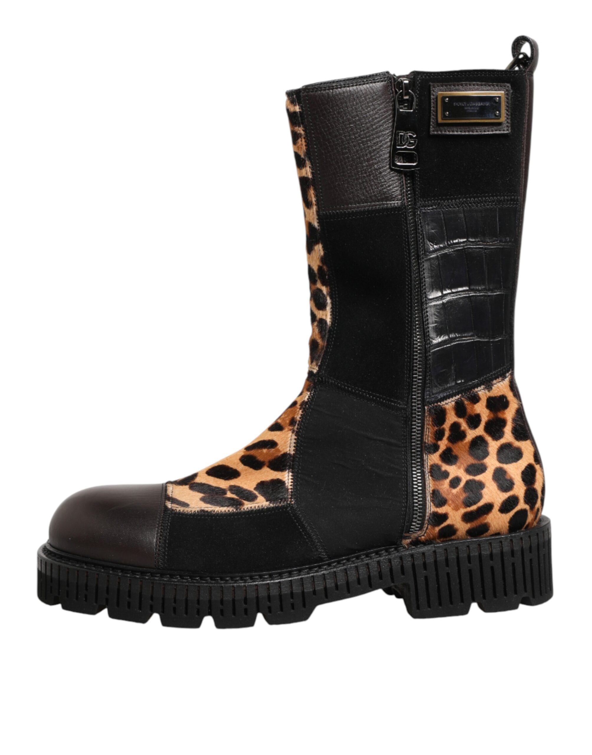 Dolce & Gabbana Multicolor Leopard Mid Calf Boots Shoes - Image 2
