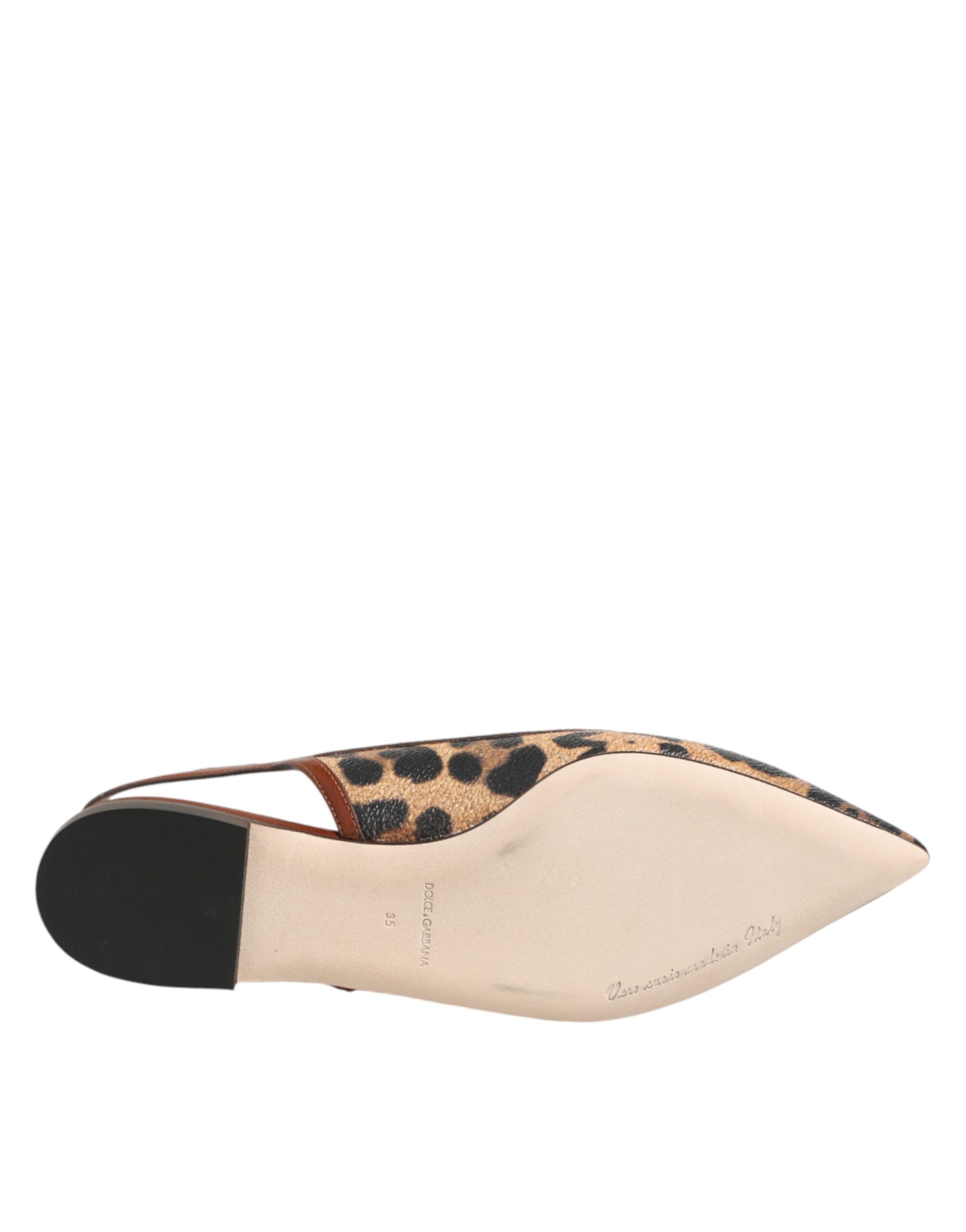 Dolce & Gabbana Brown Leopard Slingback Flats Sandals Shoes - Image 8