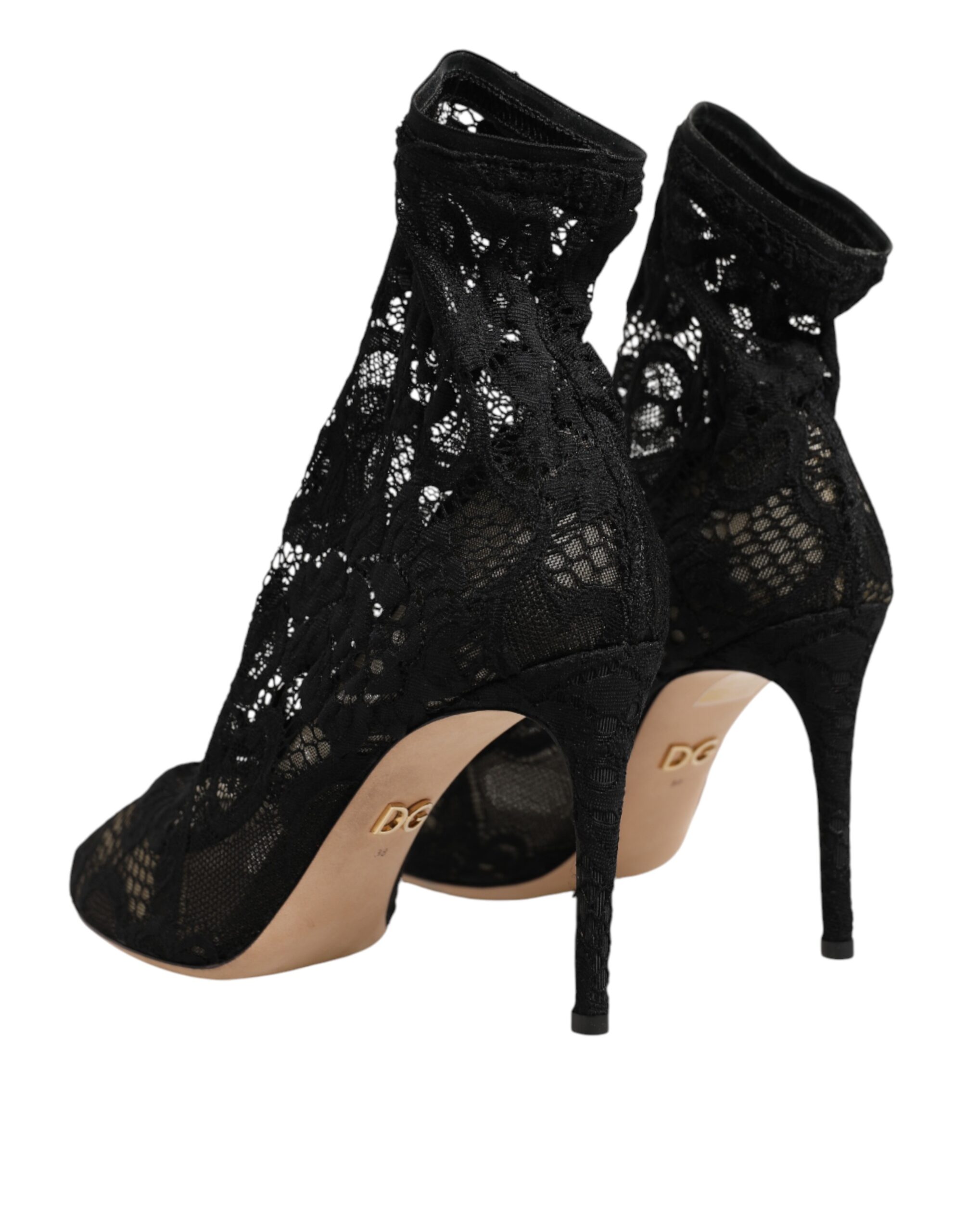 Dolce & Gabbana Black Stretch Socks Taormina Lace Boot Shoes - Image 5