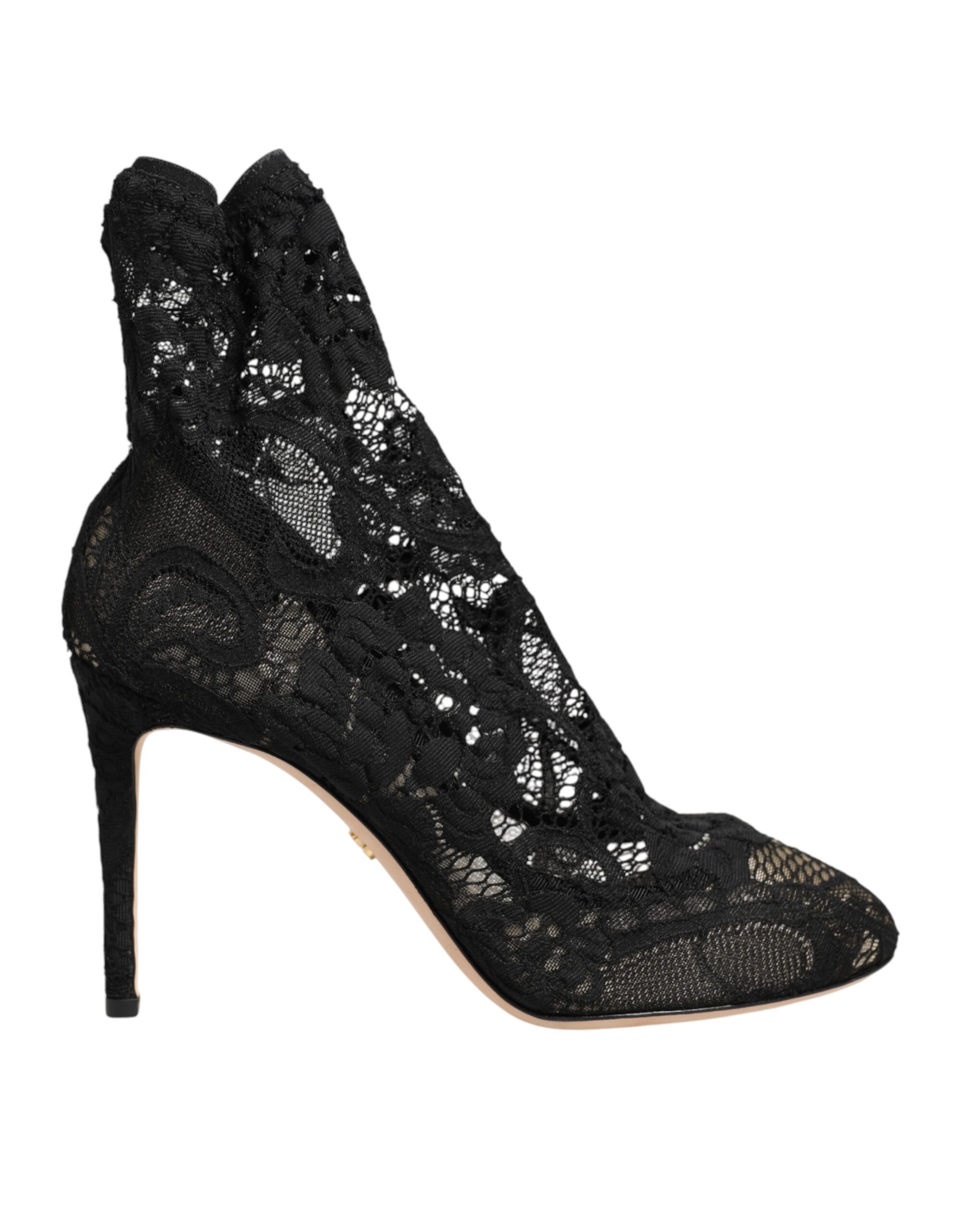 Dolce & Gabbana Black Stretch Socks Taormina Lace Boot Shoes - Image 2