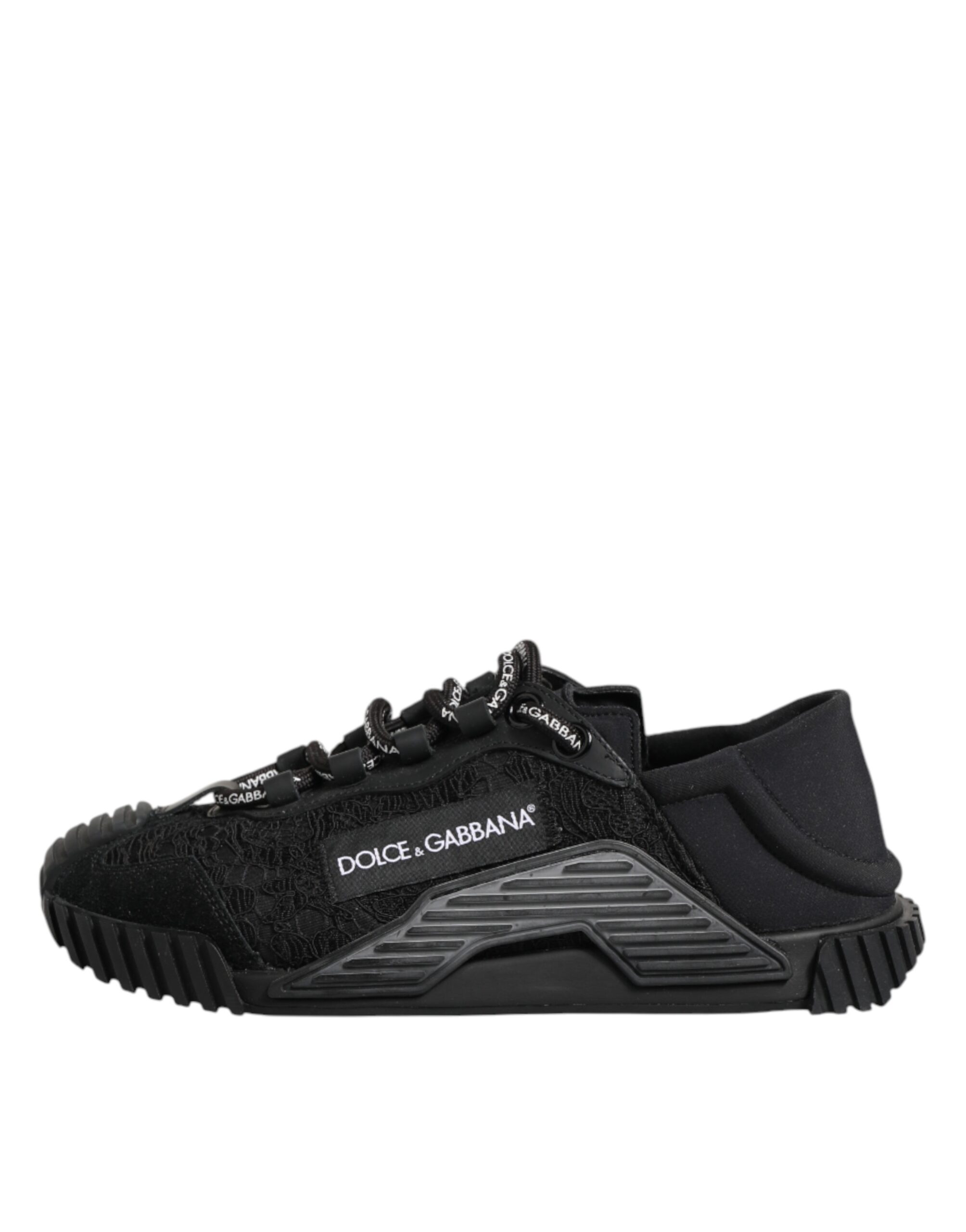 Dolce & Gabbana Black Logo Lace Low Top NS1 Sneakers Shoes - Image 7