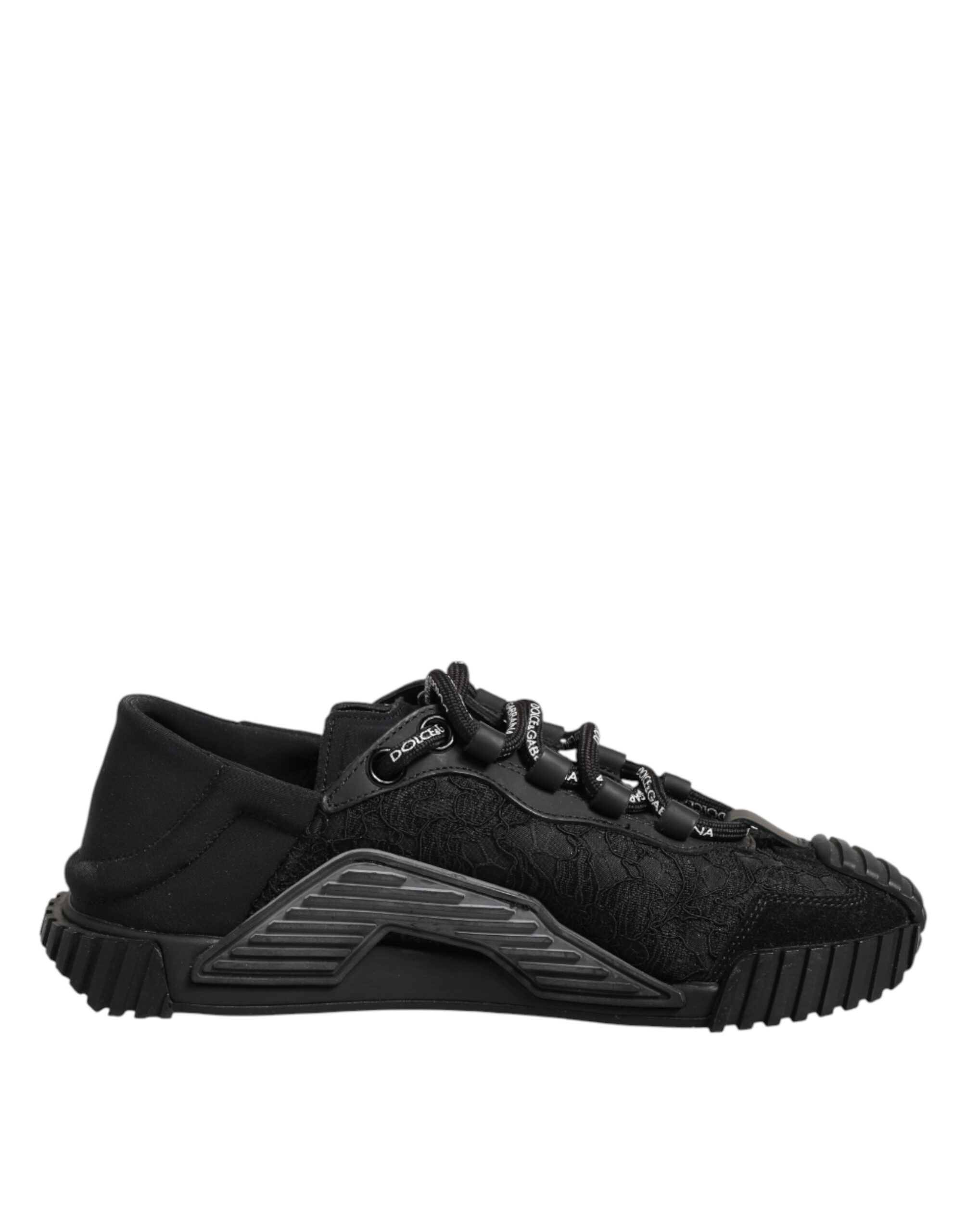 Dolce & Gabbana Black Logo Lace Low Top NS1 Sneakers Shoes - Image 2